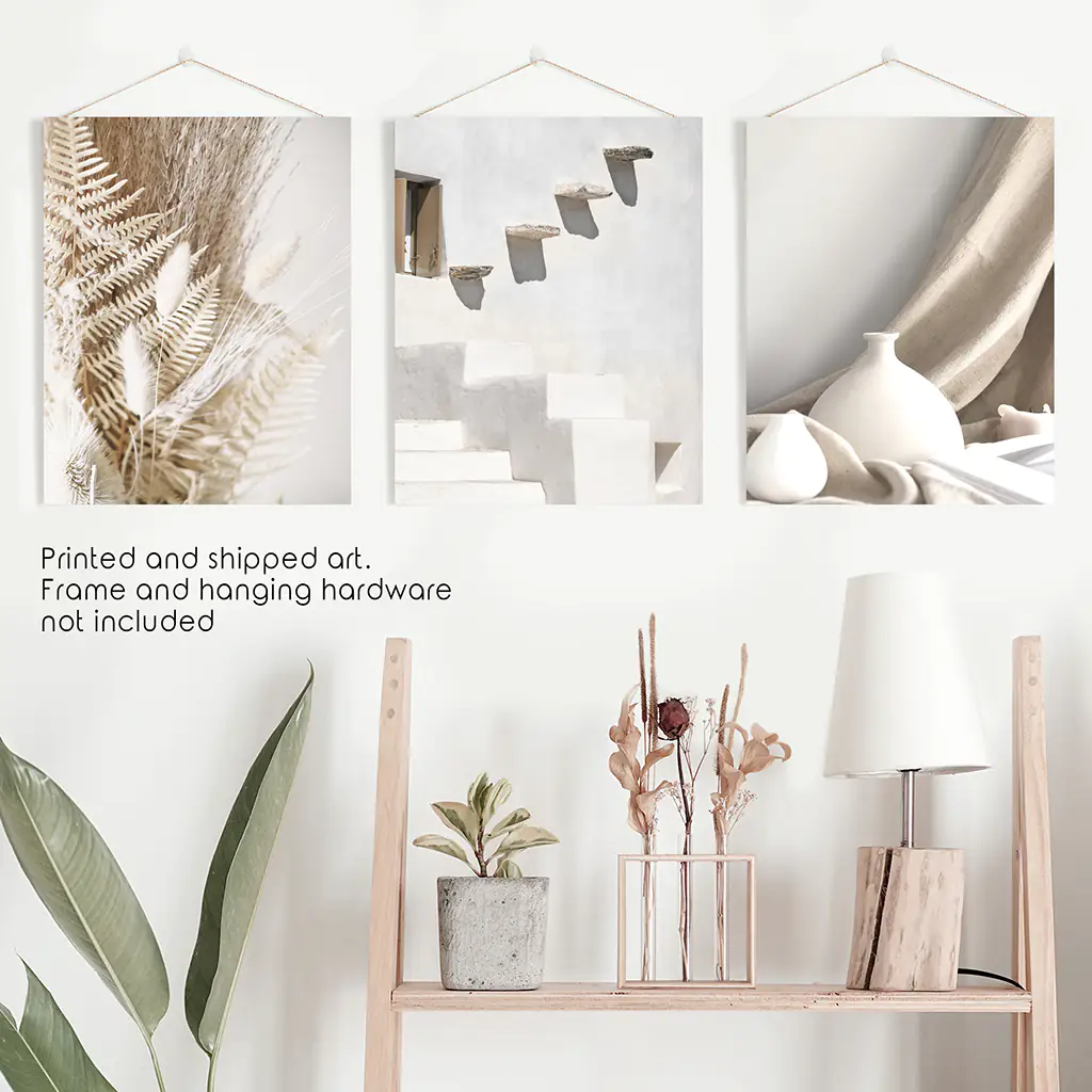 3 Pieces Neutral Boho Wall Art. Terracotta Vase and Stairs - Image 10