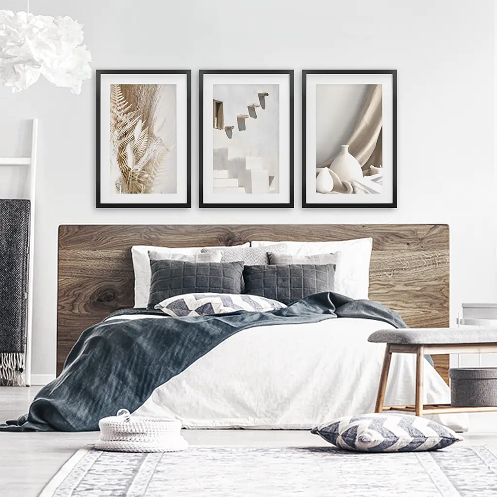3 Pieces Neutral Boho Wall Art. Terracotta Vase and Stairs - Image 4