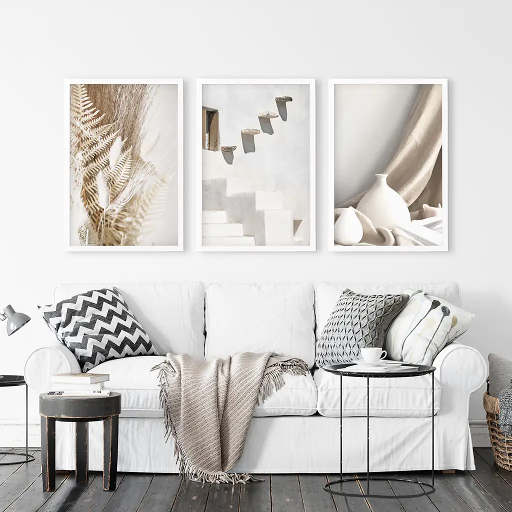 3 Pieces Neutral Boho Wall Art. Terracotta Vase and Stairs - Image 5
