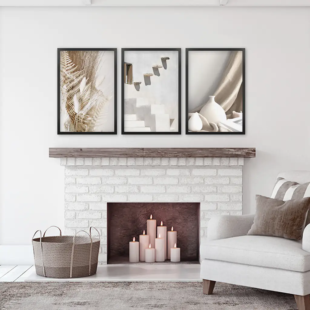 3 Pieces Neutral Boho Wall Art. Terracotta Vase and Stairs - Image 6