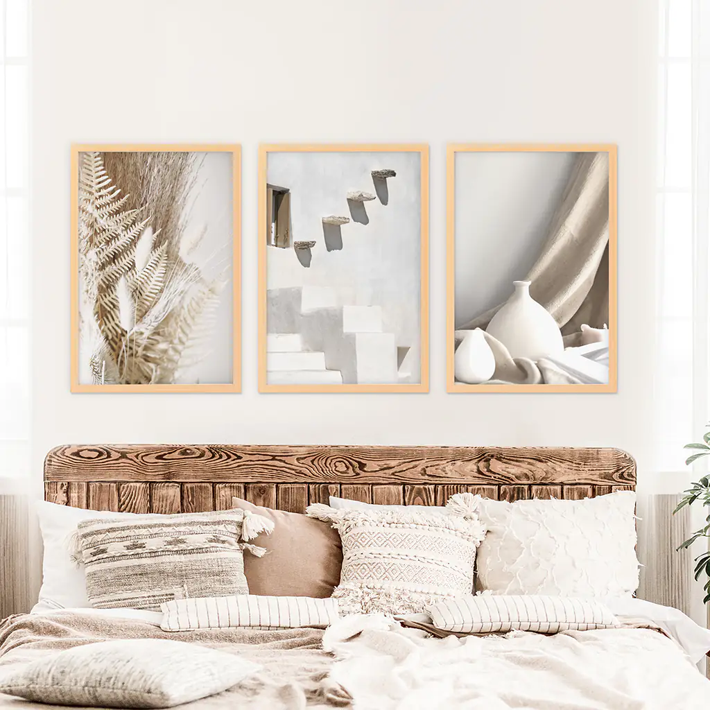 3 Pieces Neutral Boho Wall Art. Terracotta Vase and Stairs - Image 7