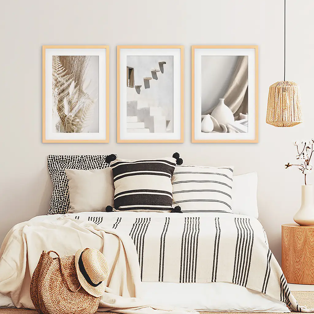 3 Pieces Neutral Boho Wall Art. Terracotta Vase and Stairs - Image 8