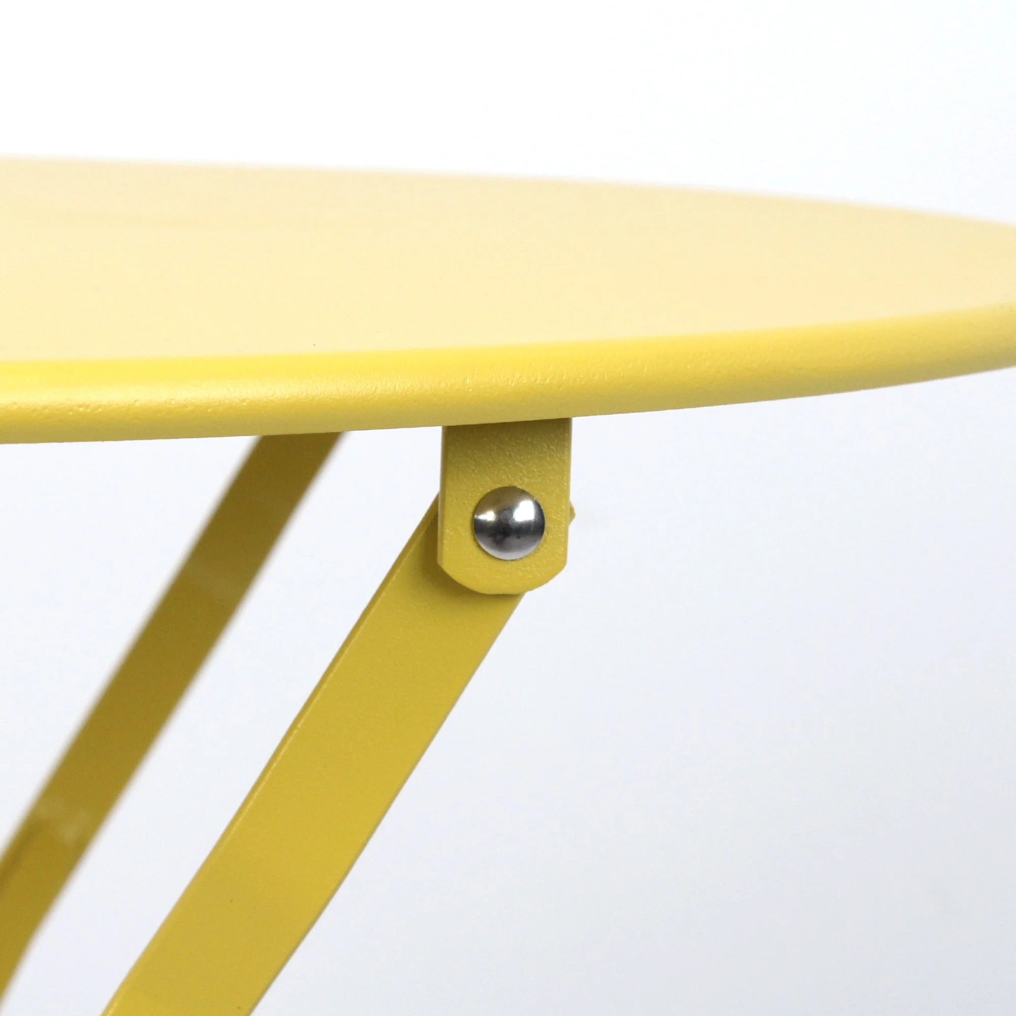 3 Pieces Patio Bistro Balcony Metal Chair Table Set - Yellow - Image 4