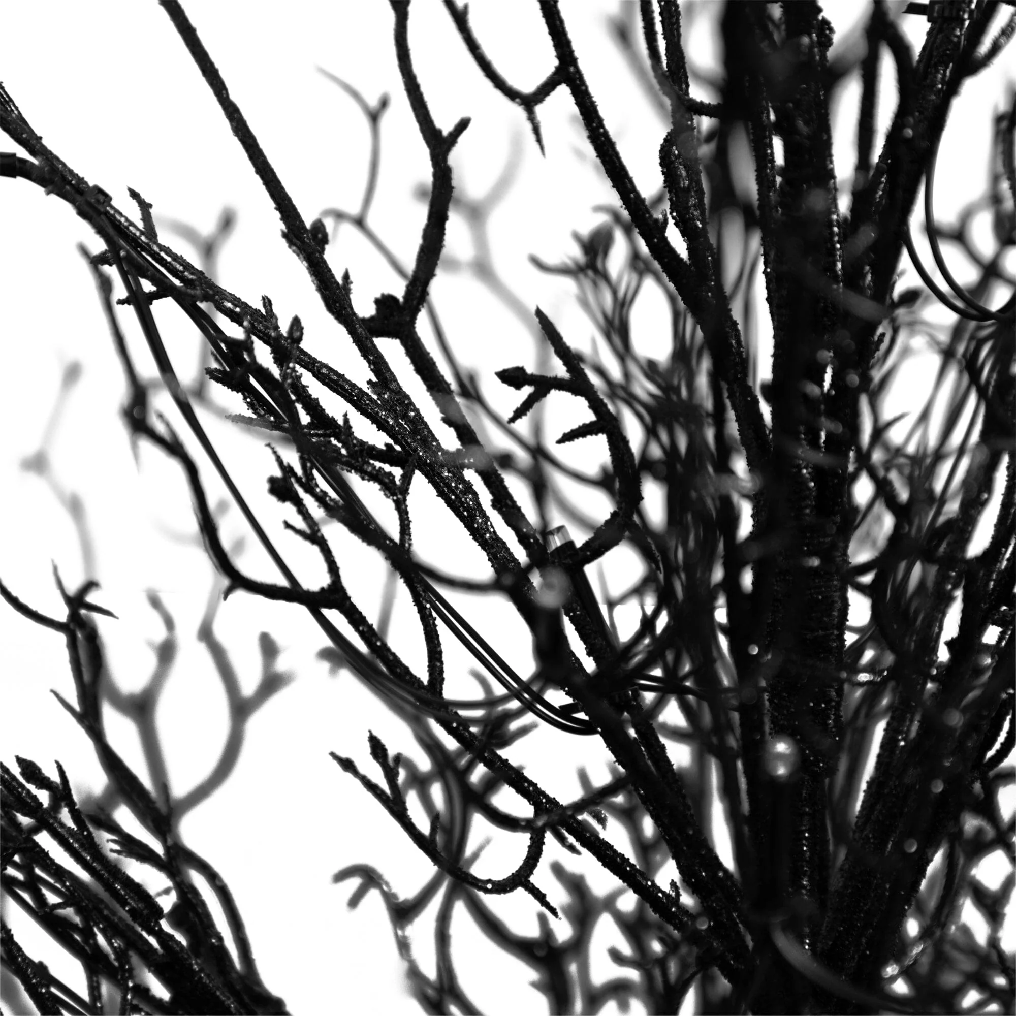 3’ Pre-Lit Halloween Black Twig Artificial Fall Tree in Burlap Planter with 42 Warm White LED Lights - Image 8