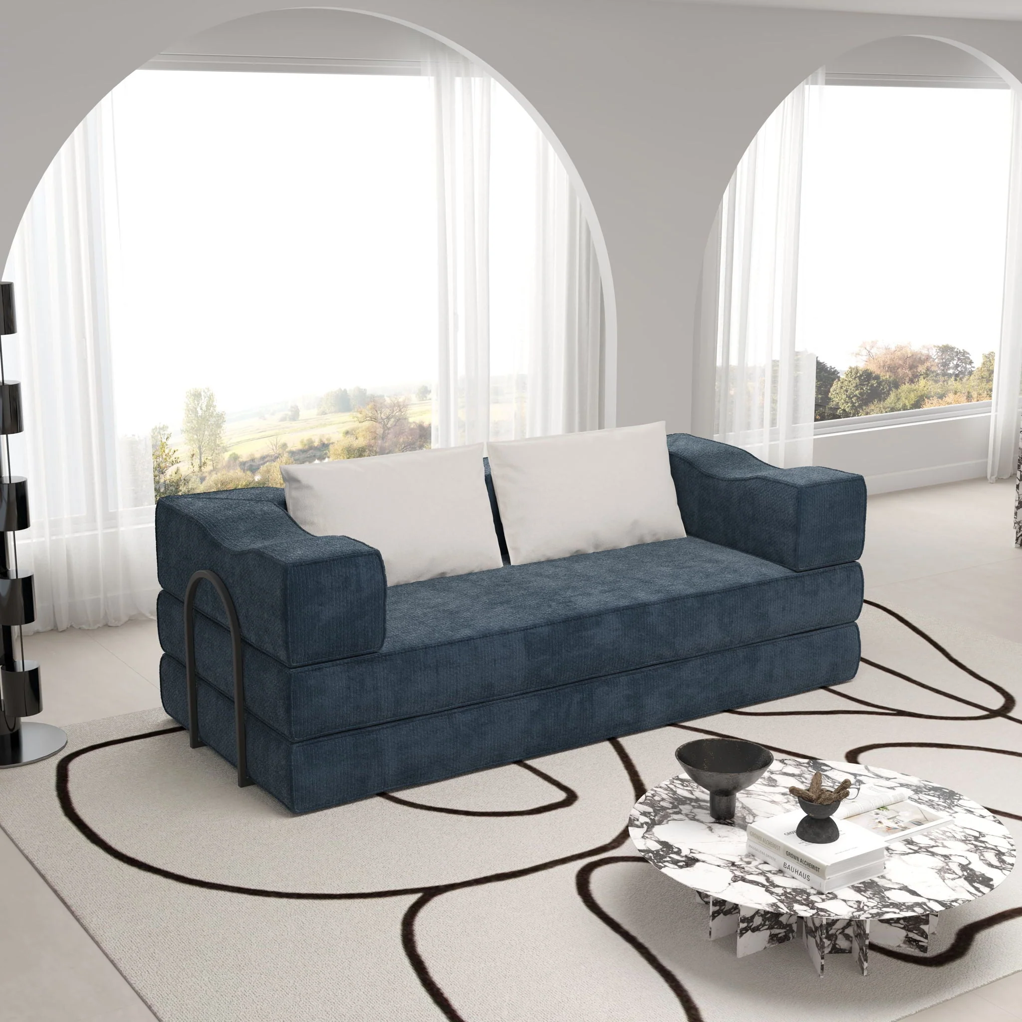 3 Seat Folding Floor Couch & King Size Bed Mattress - Image 10