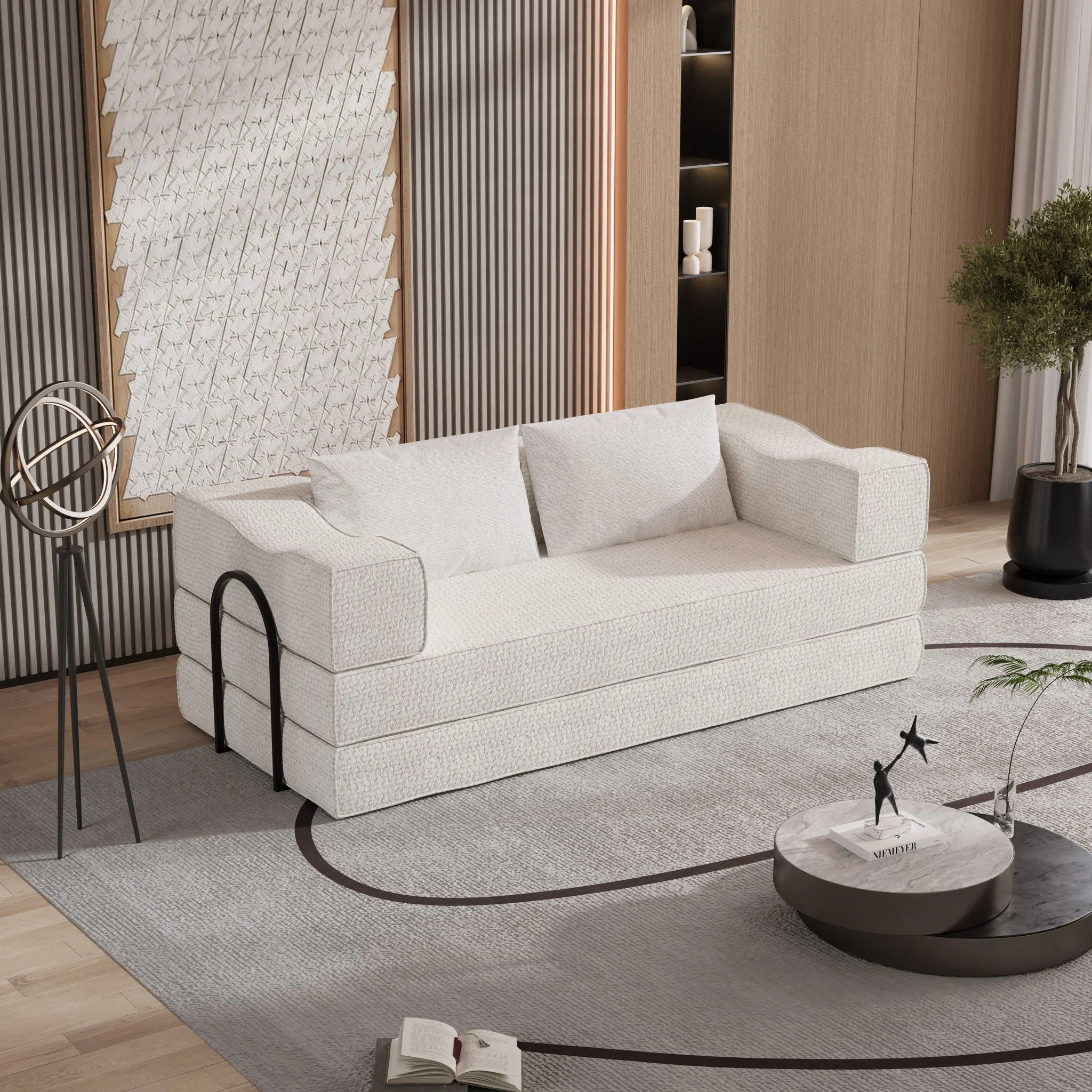 3 Seat Folding Floor Couch & King Size Bed Mattress - Image 11
