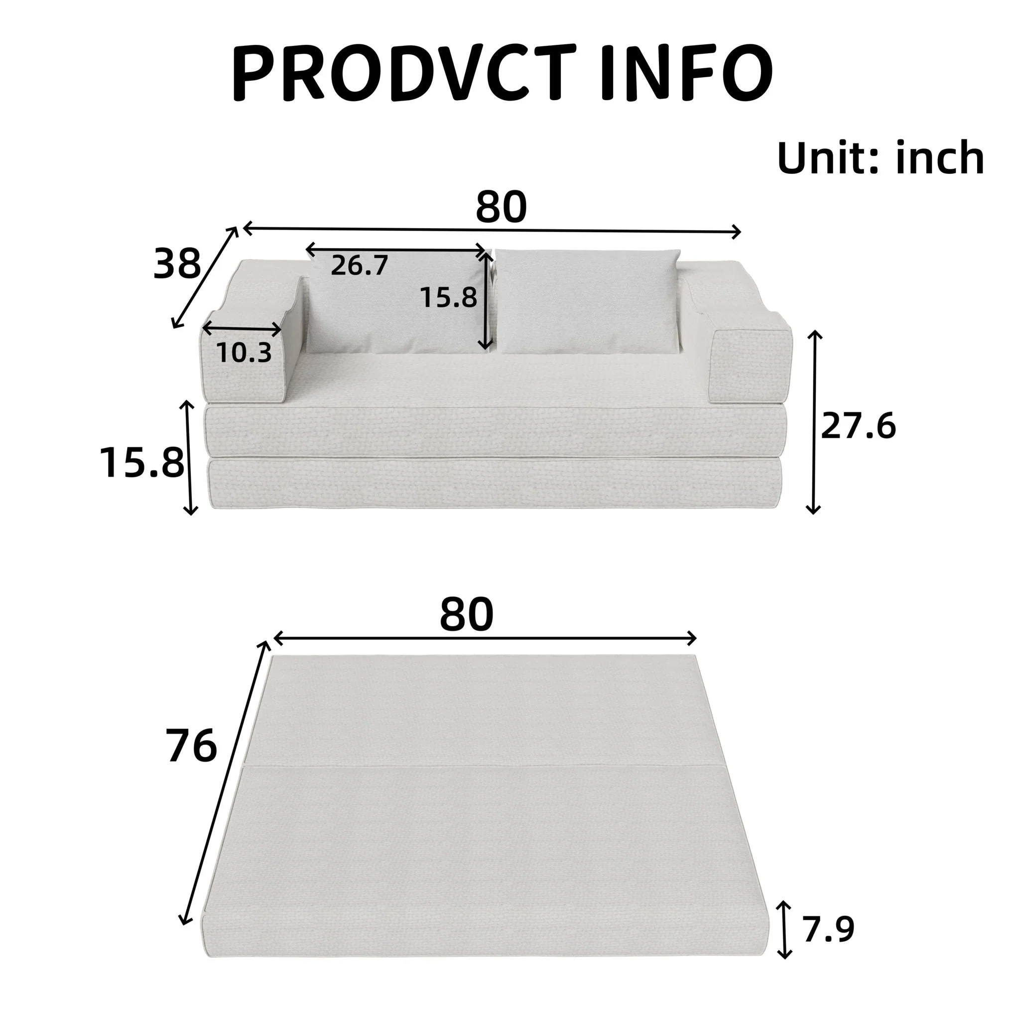 3 Seat Folding Floor Couch & King Size Bed Mattress - Image 4