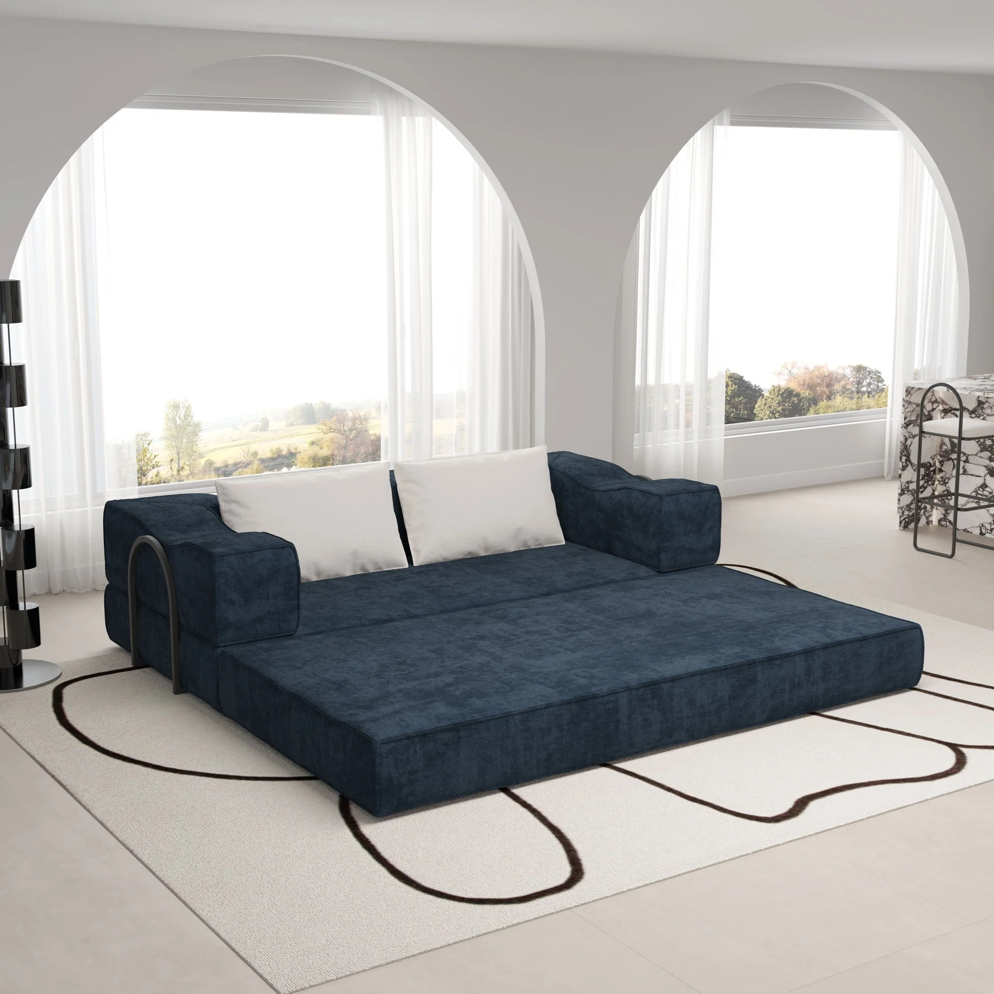 3 Seat Folding Floor Couch & King Size Bed Mattress - Image 5
