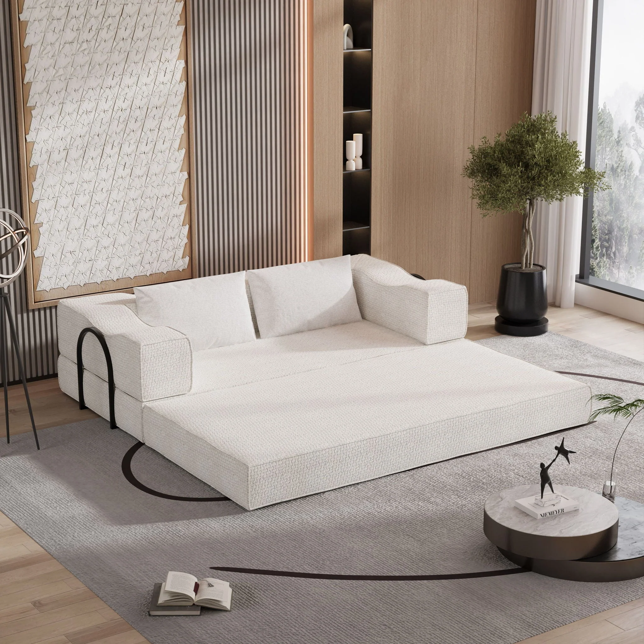 3 Seat Folding Floor Couch & King Size Bed Mattress - Image 9