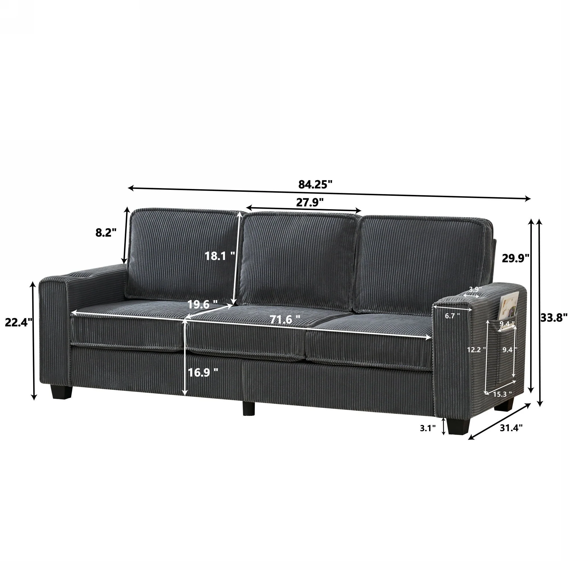 3 Seater Compact Sofa For Living Room - Image 6