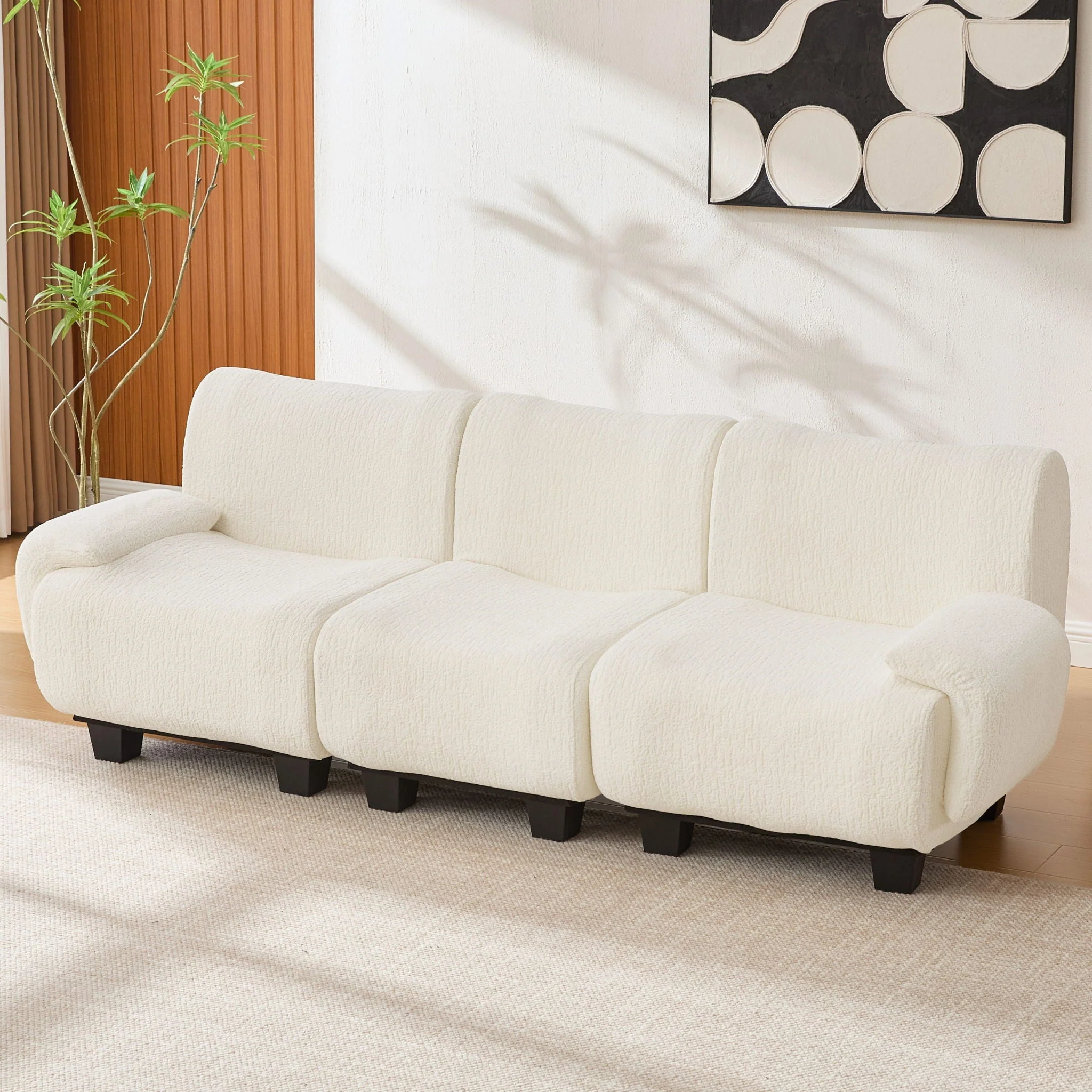 3 Seater Sofa Couch With Curved Armrests - Image 7