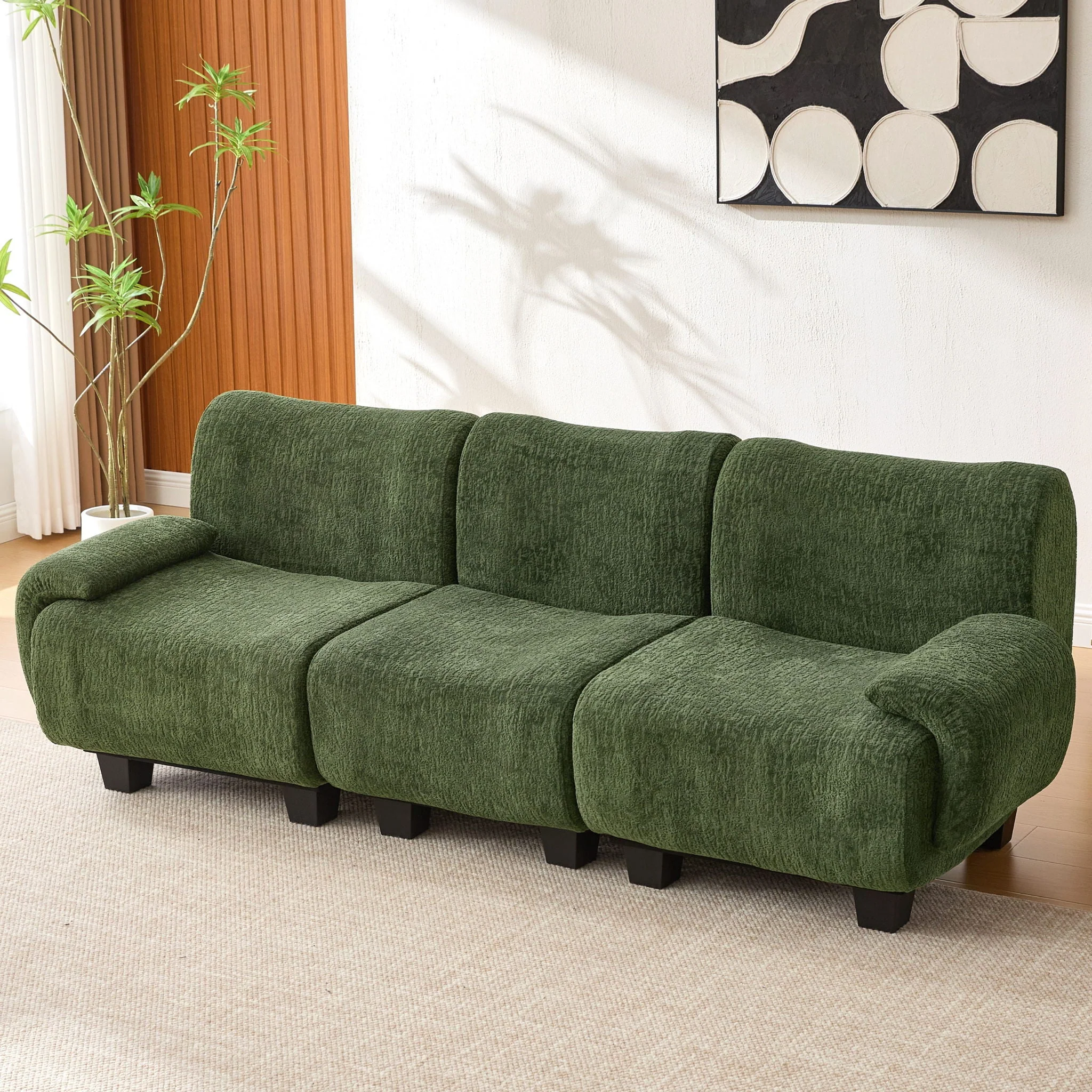 3 Seater Sofa Couch With Curved Armrests - Image 8
