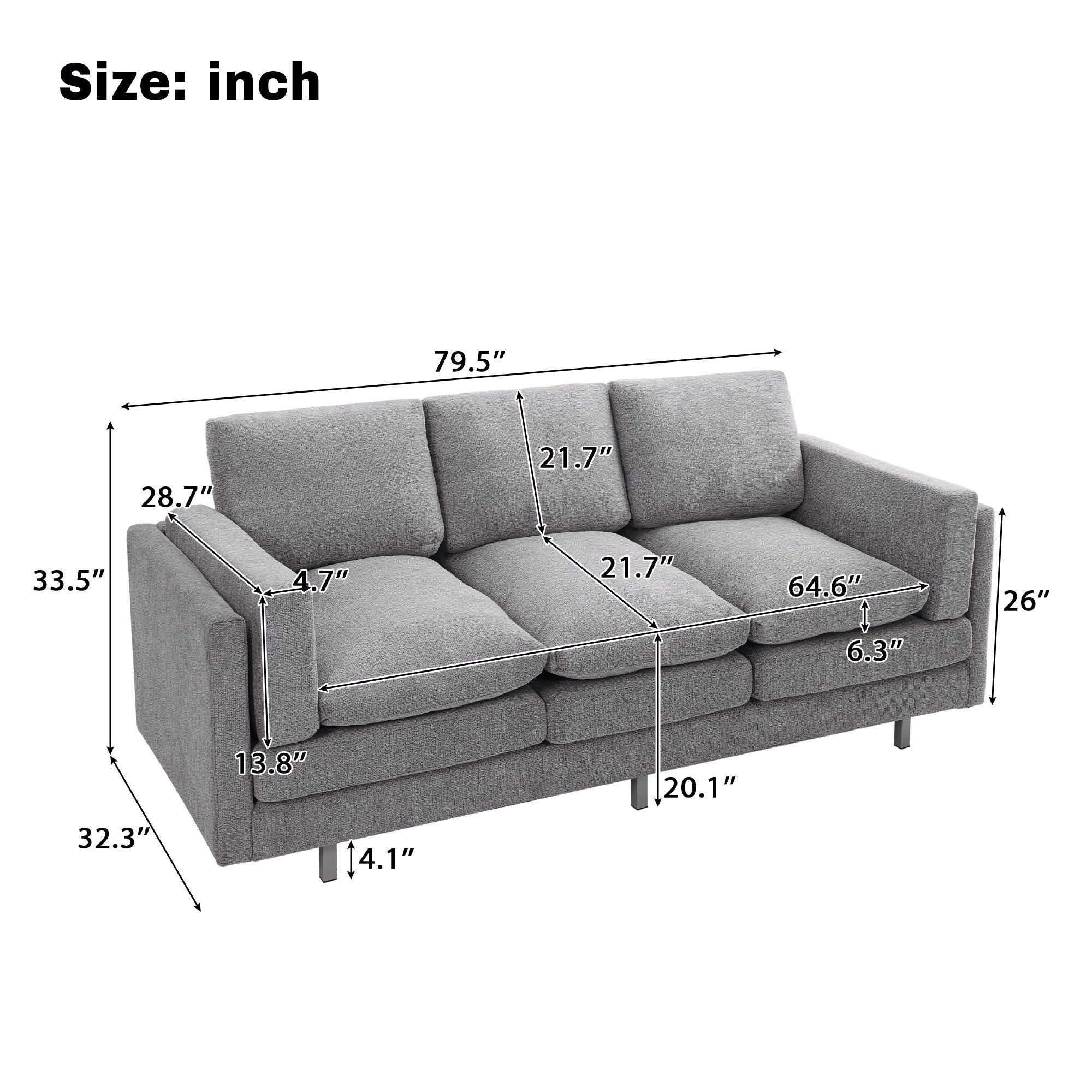 3 Seater Sofa With Dual Layer Seat Cushions - Image 3