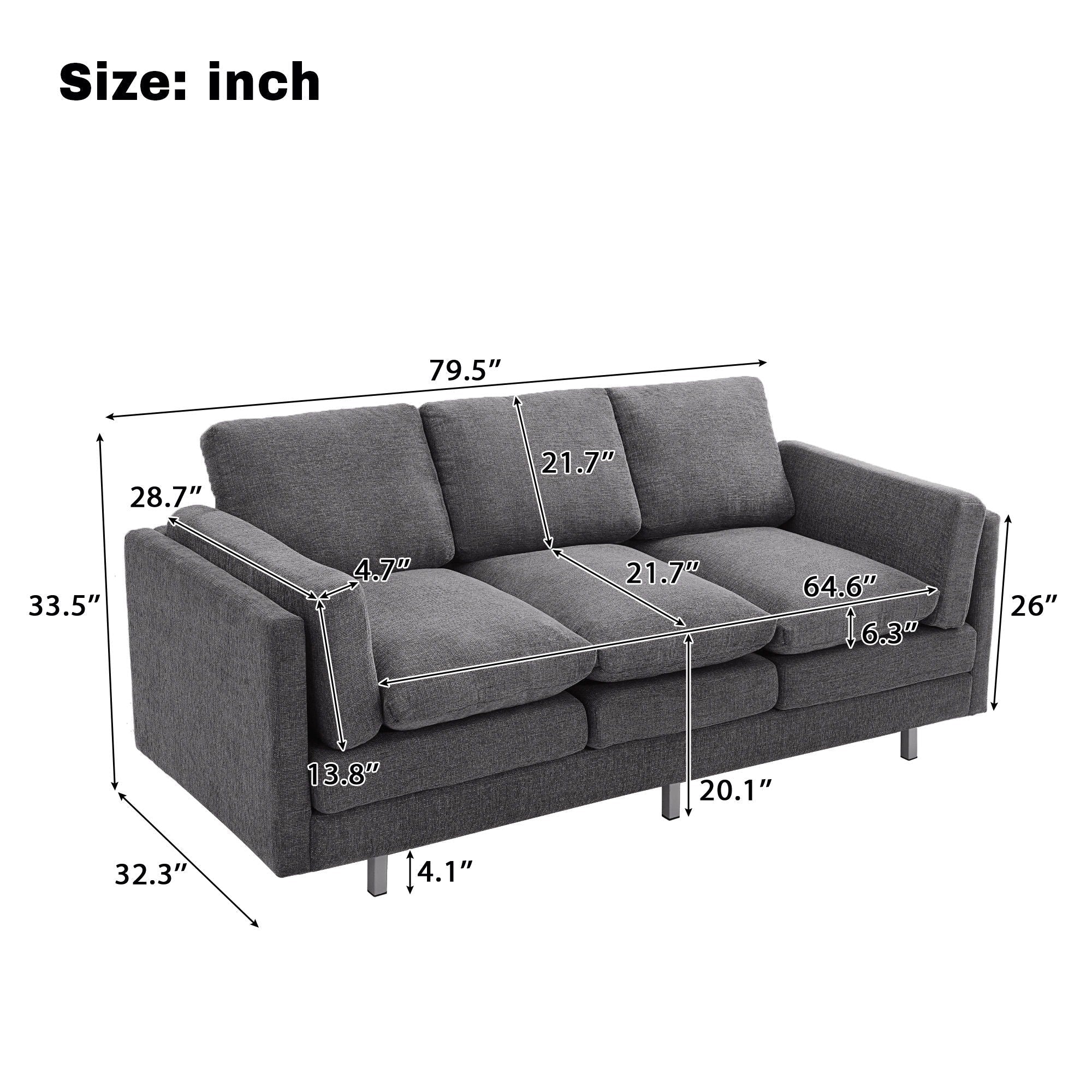 3 Seater Sofa With Dual Layer Seat Cushions - Image 4