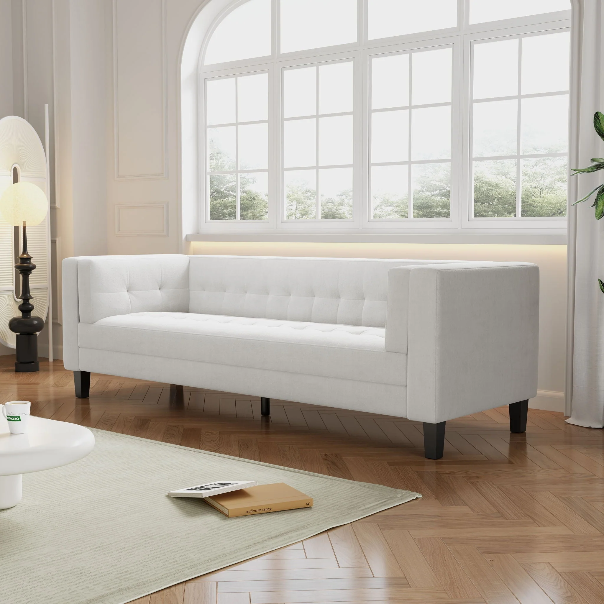 3 Seater Upholstered Tufted Sofa - Image 12