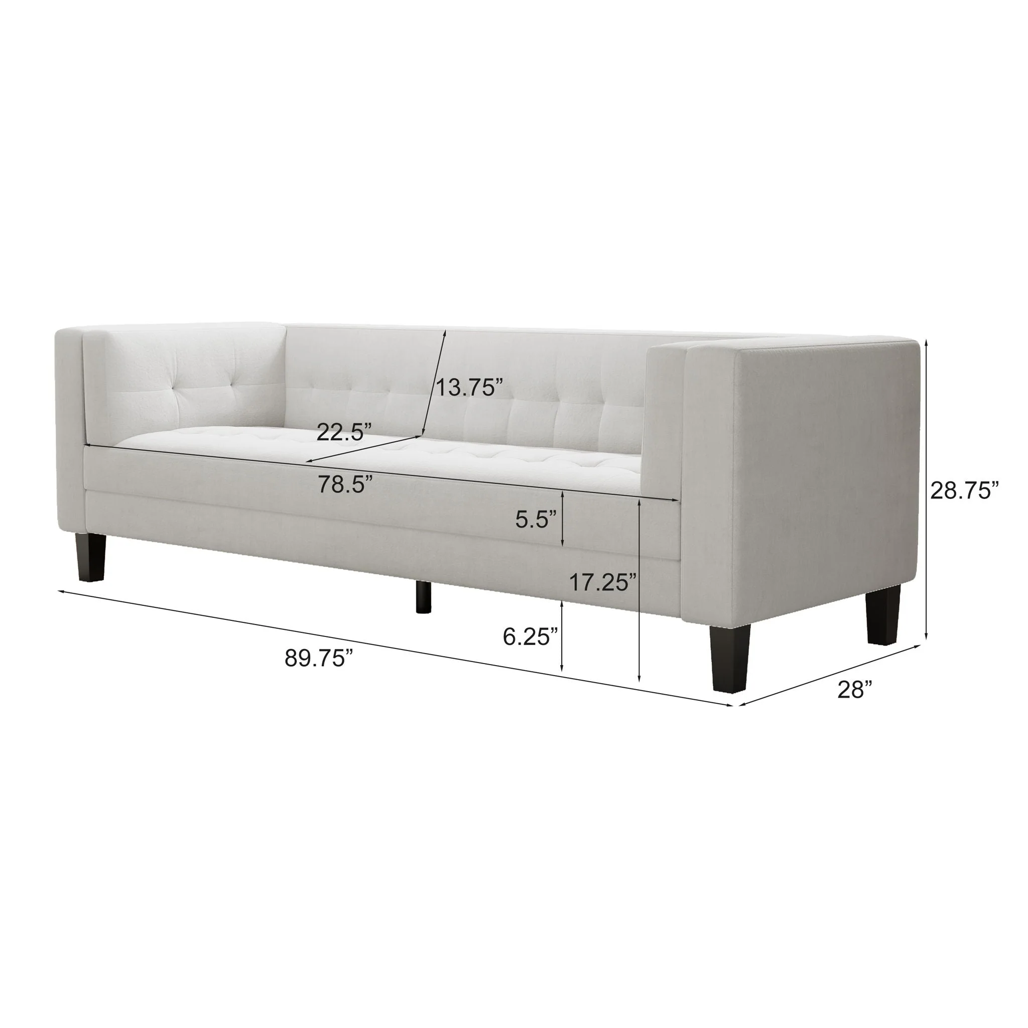 3 Seater Upholstered Tufted Sofa - Image 7