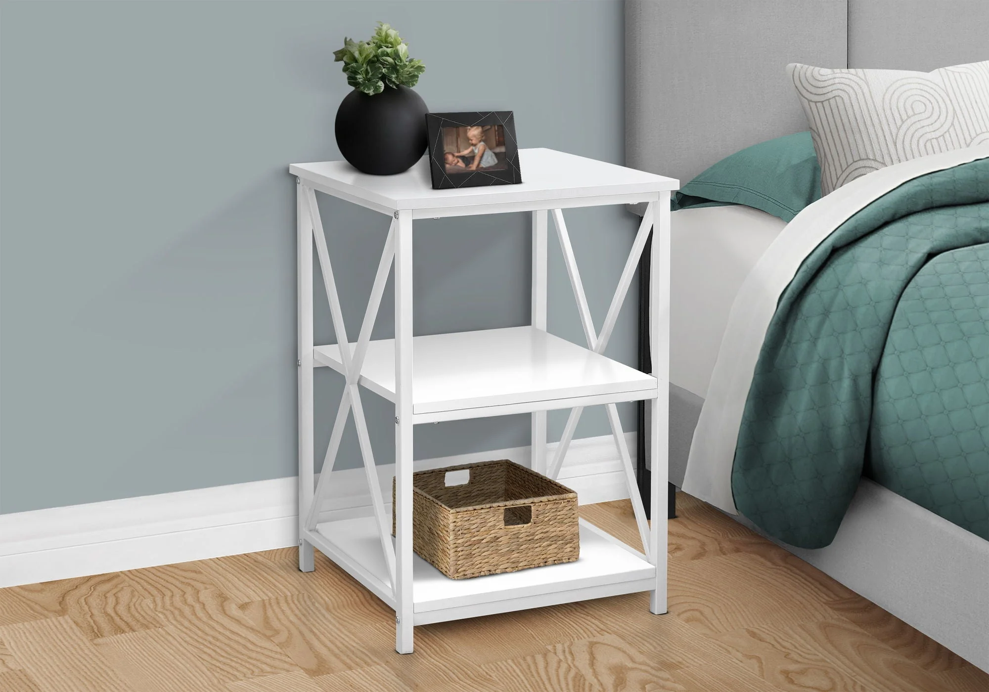 3 Tier Accent Table, Side Marble Look Contemporary & Modern - Image 11