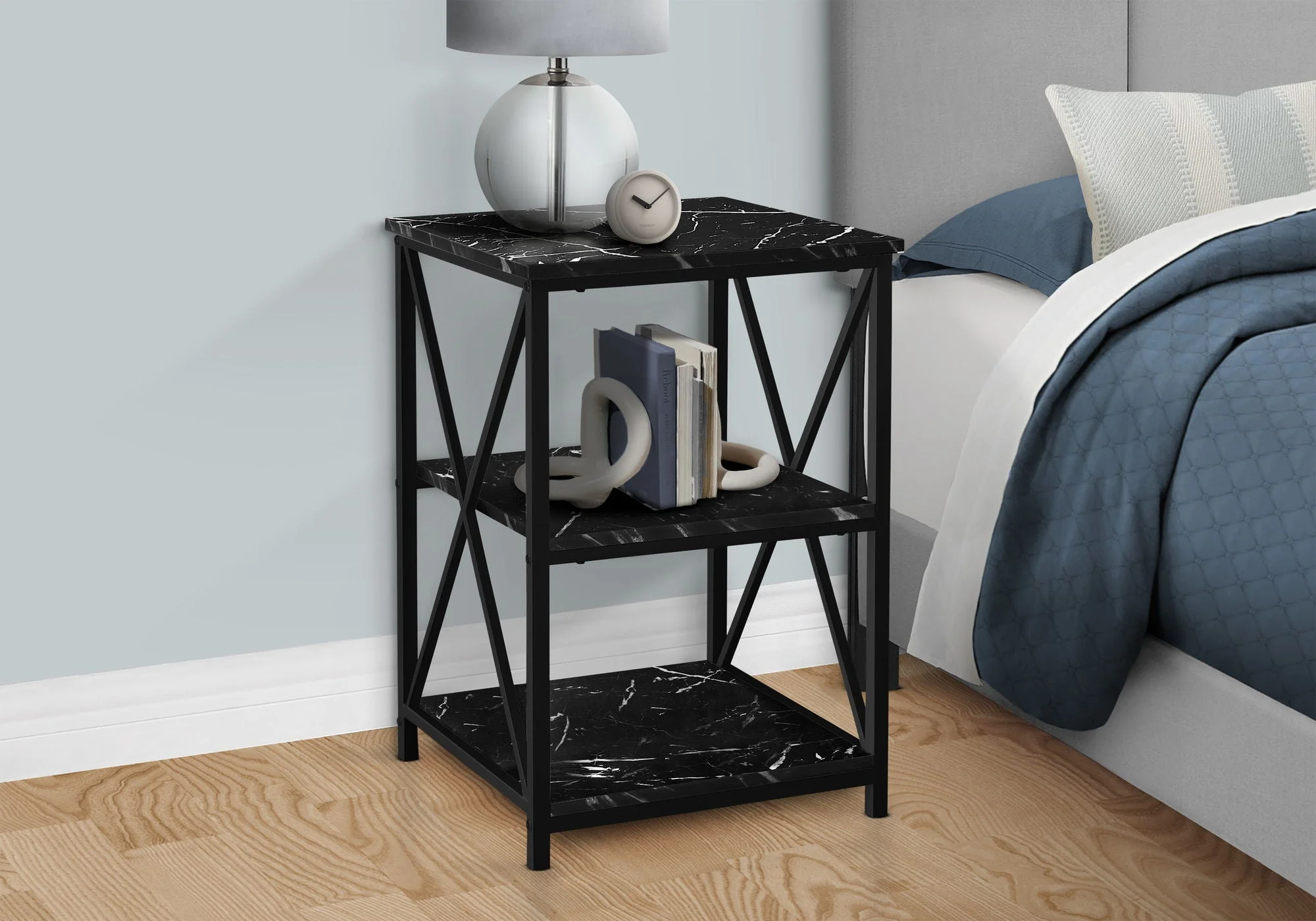 3 Tier Accent Table, Side Marble Look Contemporary & Modern - Image 13