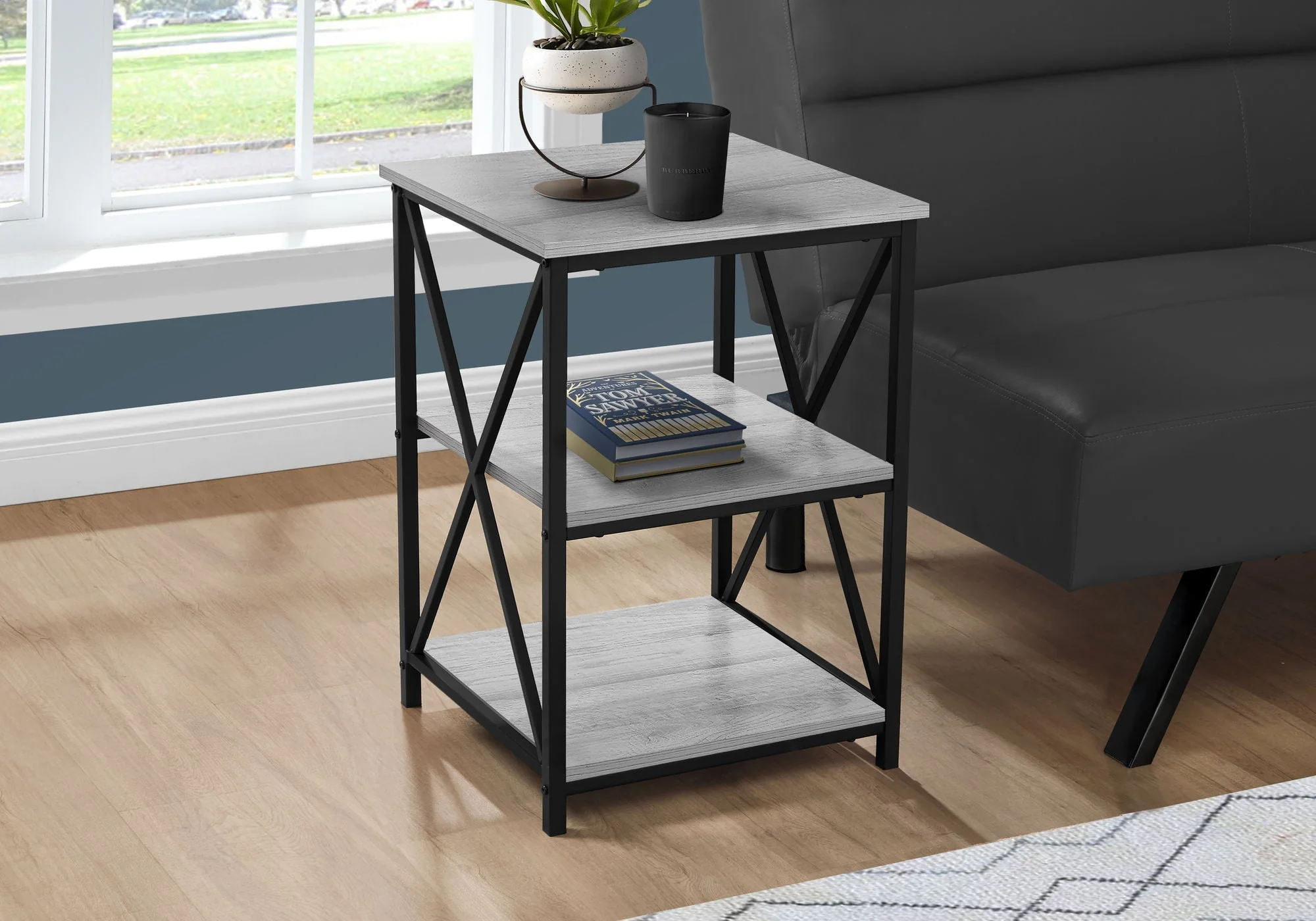 3 Tier Accent Table, Side Marble Look Contemporary & Modern - Image 4