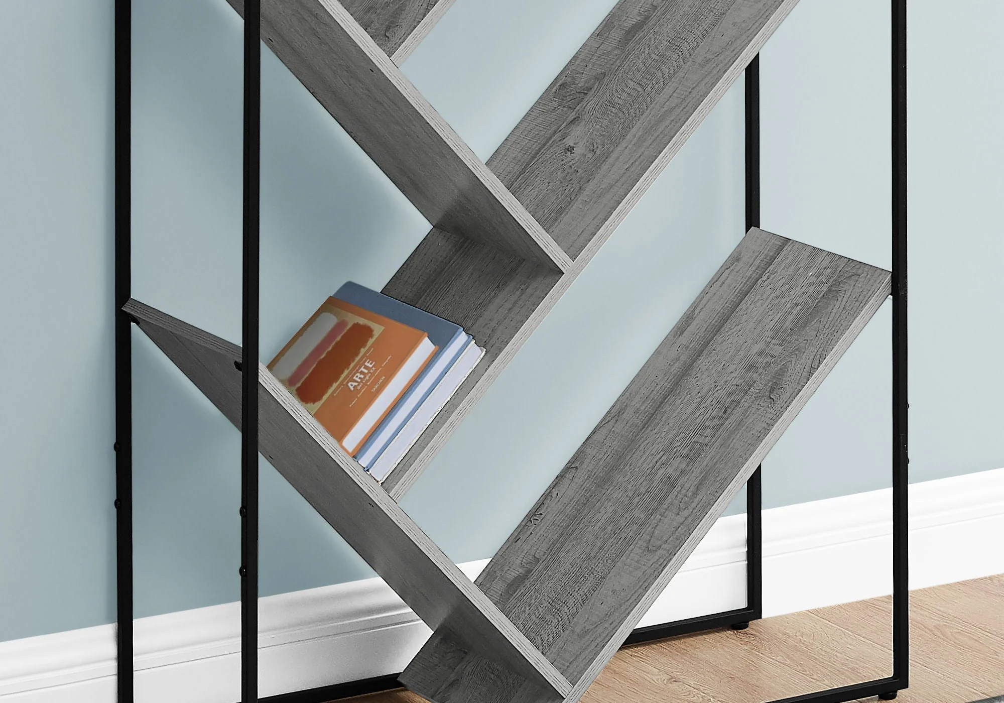 3-Tier Contemporary Bookshelf with Reclaimed Wood Finish - Image 10