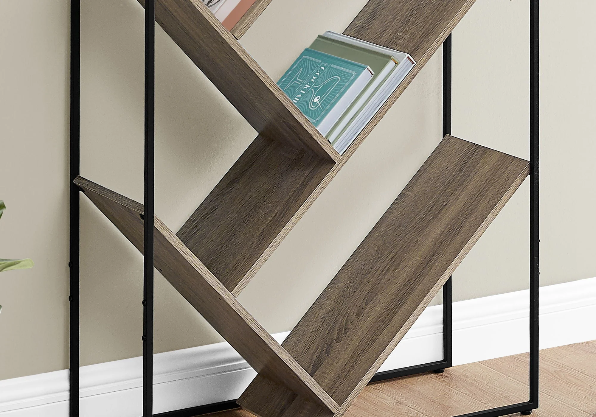 3-Tier Contemporary Bookshelf with Reclaimed Wood Finish - Image 4