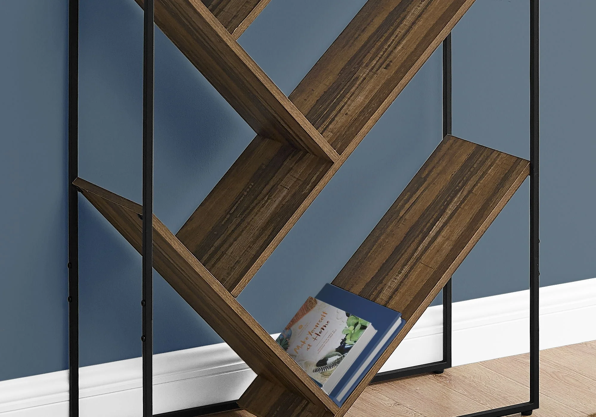 3-Tier Contemporary Bookshelf with Reclaimed Wood Finish - Image 5