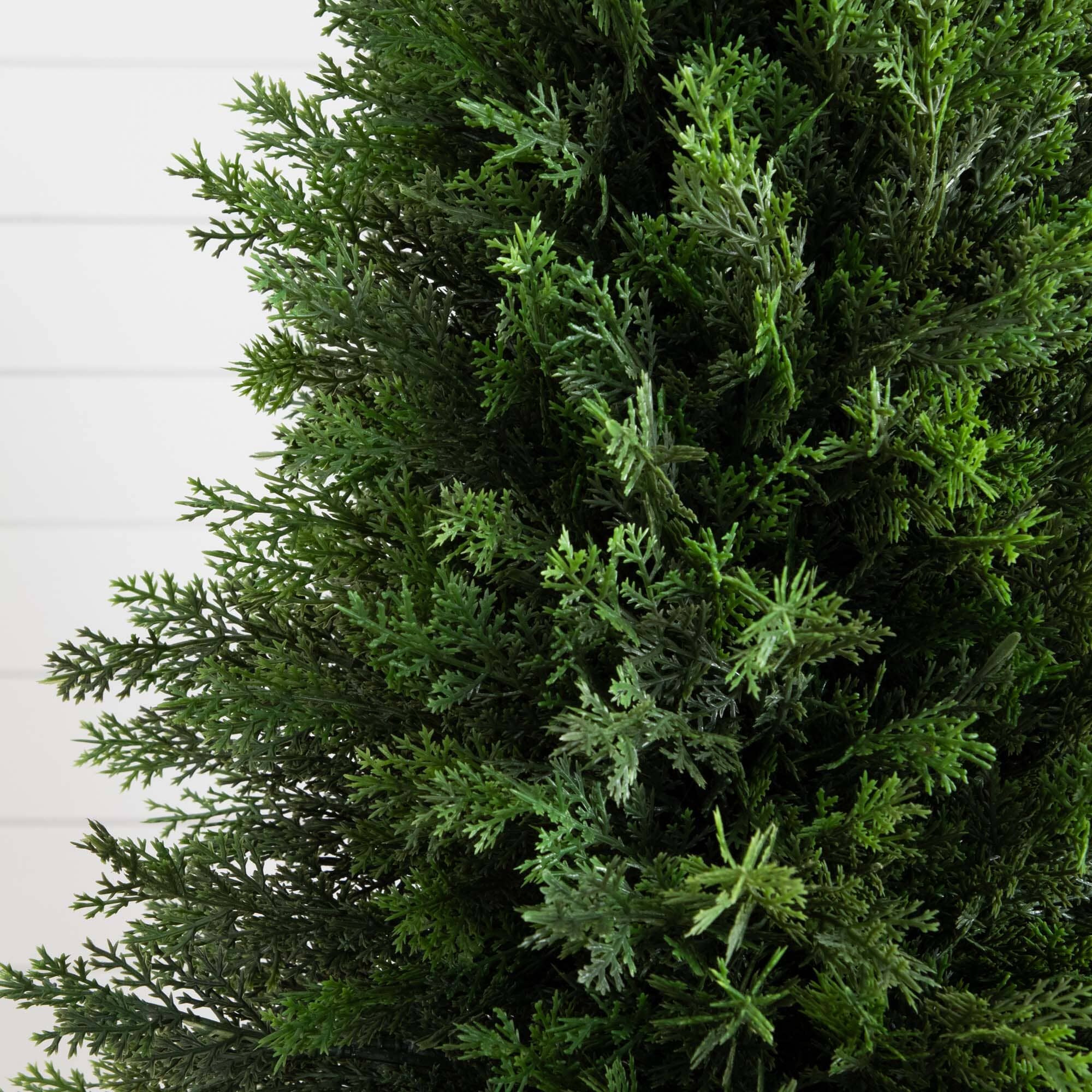 3’ UV Resistant Artificial Cedar Tree in Decorative White Planter (Indoor/Outdoor) - Image 2