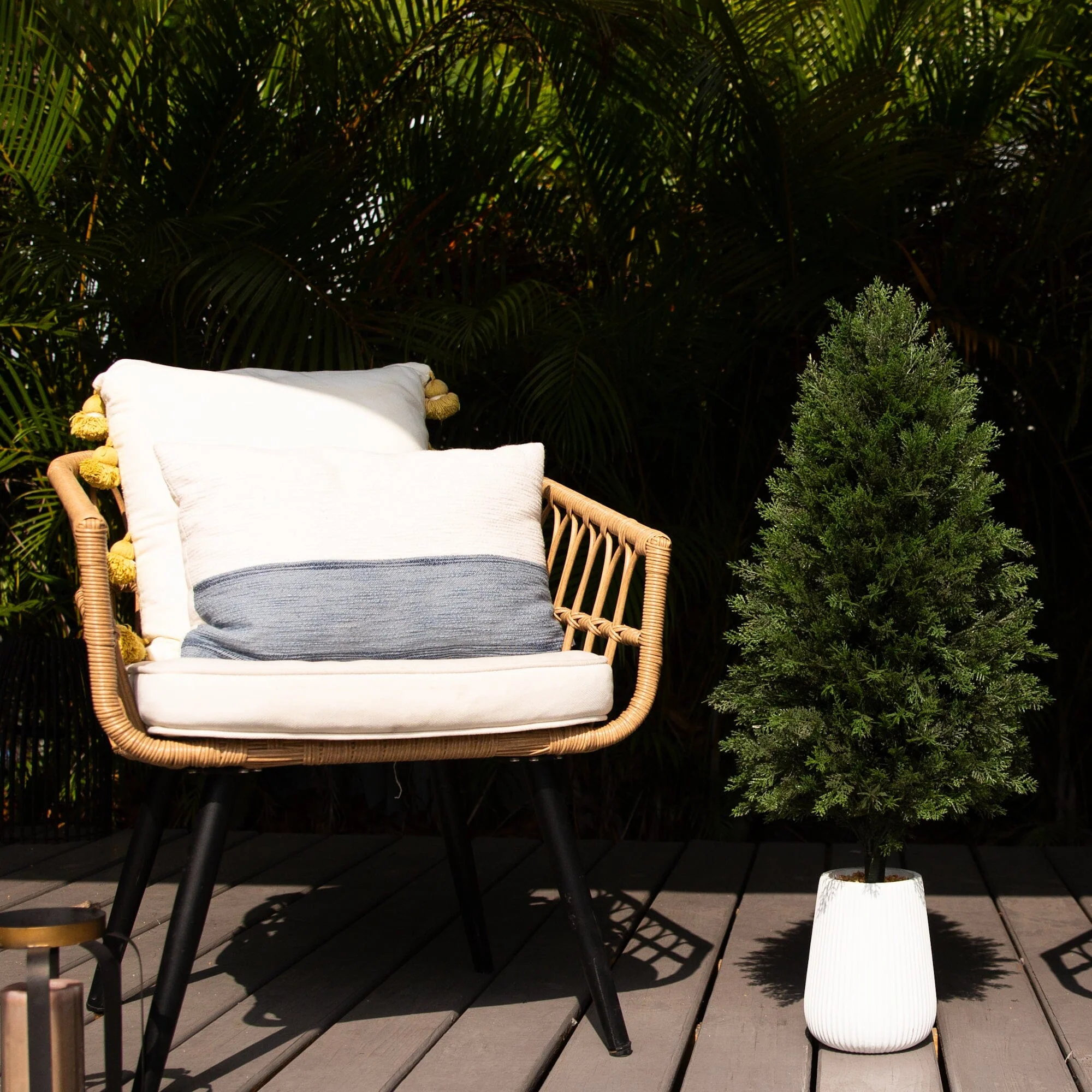 3’ UV Resistant Artificial Cedar Tree in Decorative White Planter (Indoor/Outdoor) - Image 5