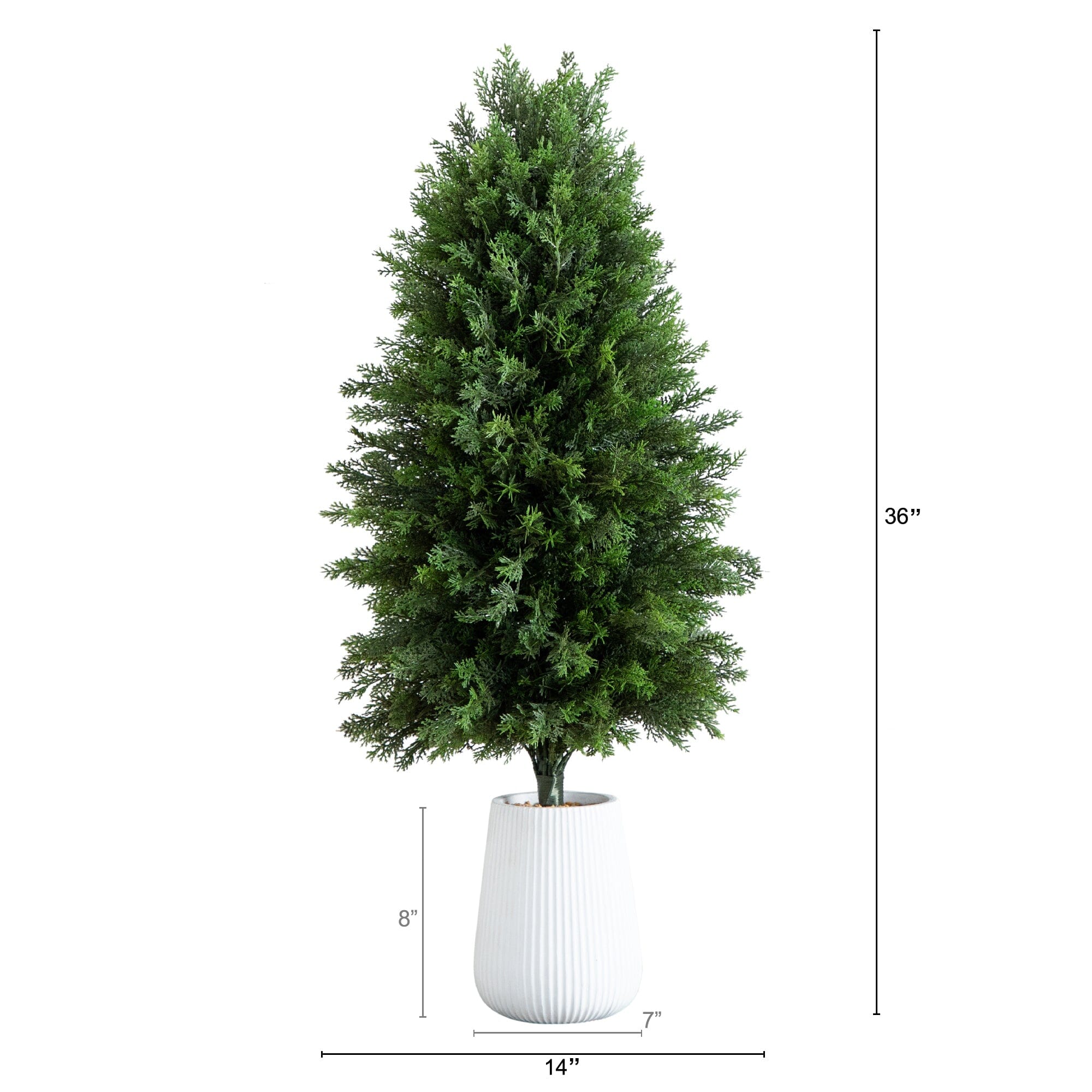 3’ UV Resistant Artificial Cedar Tree in Decorative White Planter (Indoor/Outdoor) - Image 6