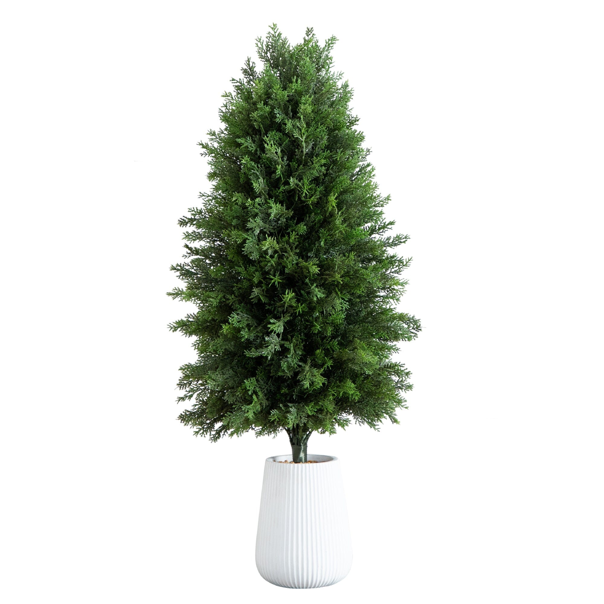 3’ UV Resistant Artificial Cedar Tree in Decorative White Planter (Indoor/Outdoor) - Image 7