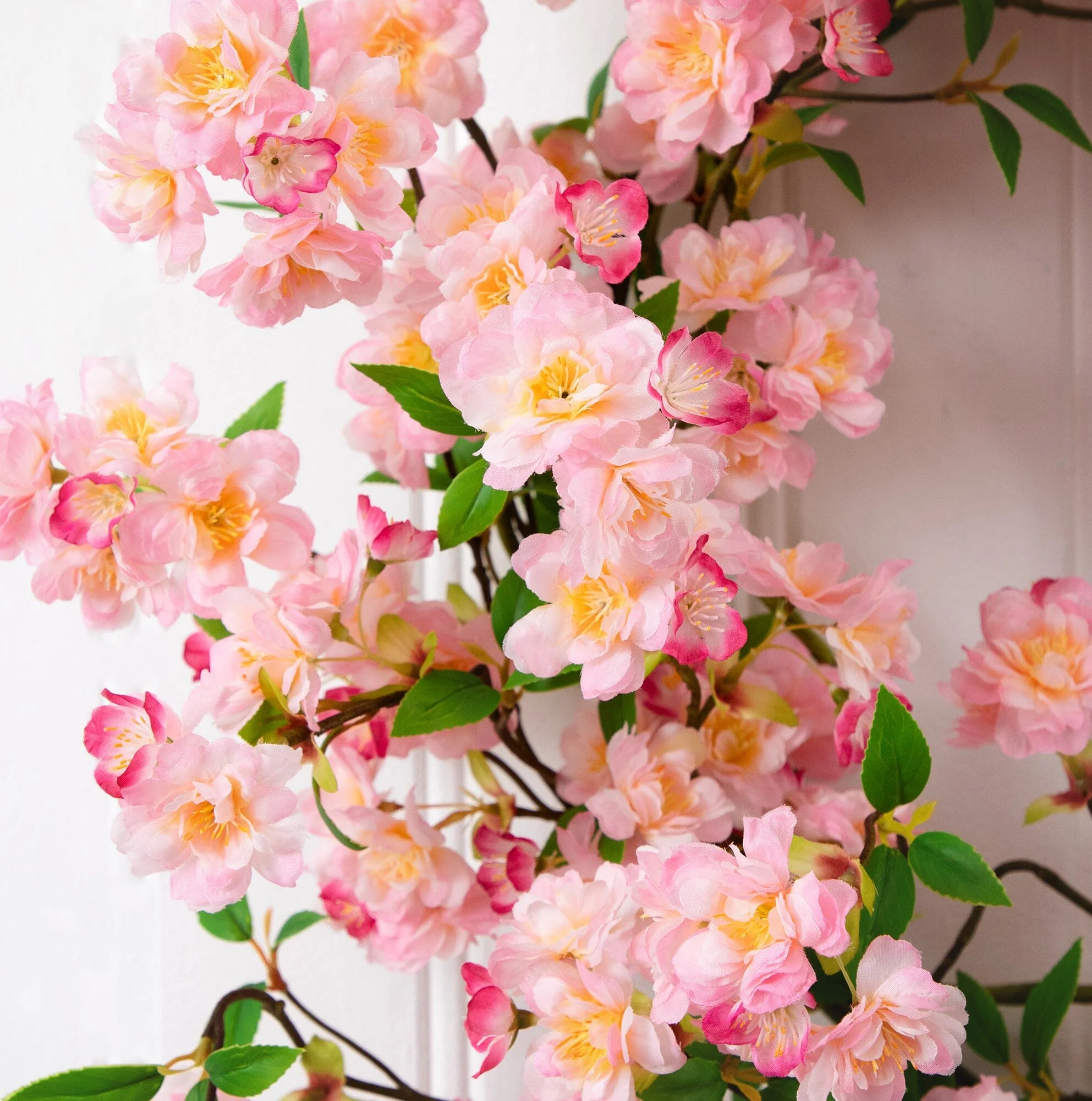 30” Artificial Pink Cherry Blossom Wreath - Image 2
