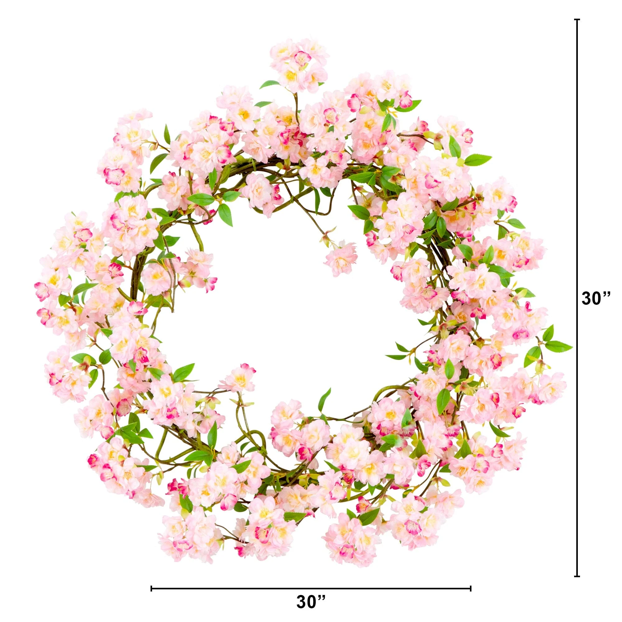 30” Artificial Pink Cherry Blossom Wreath - Image 6