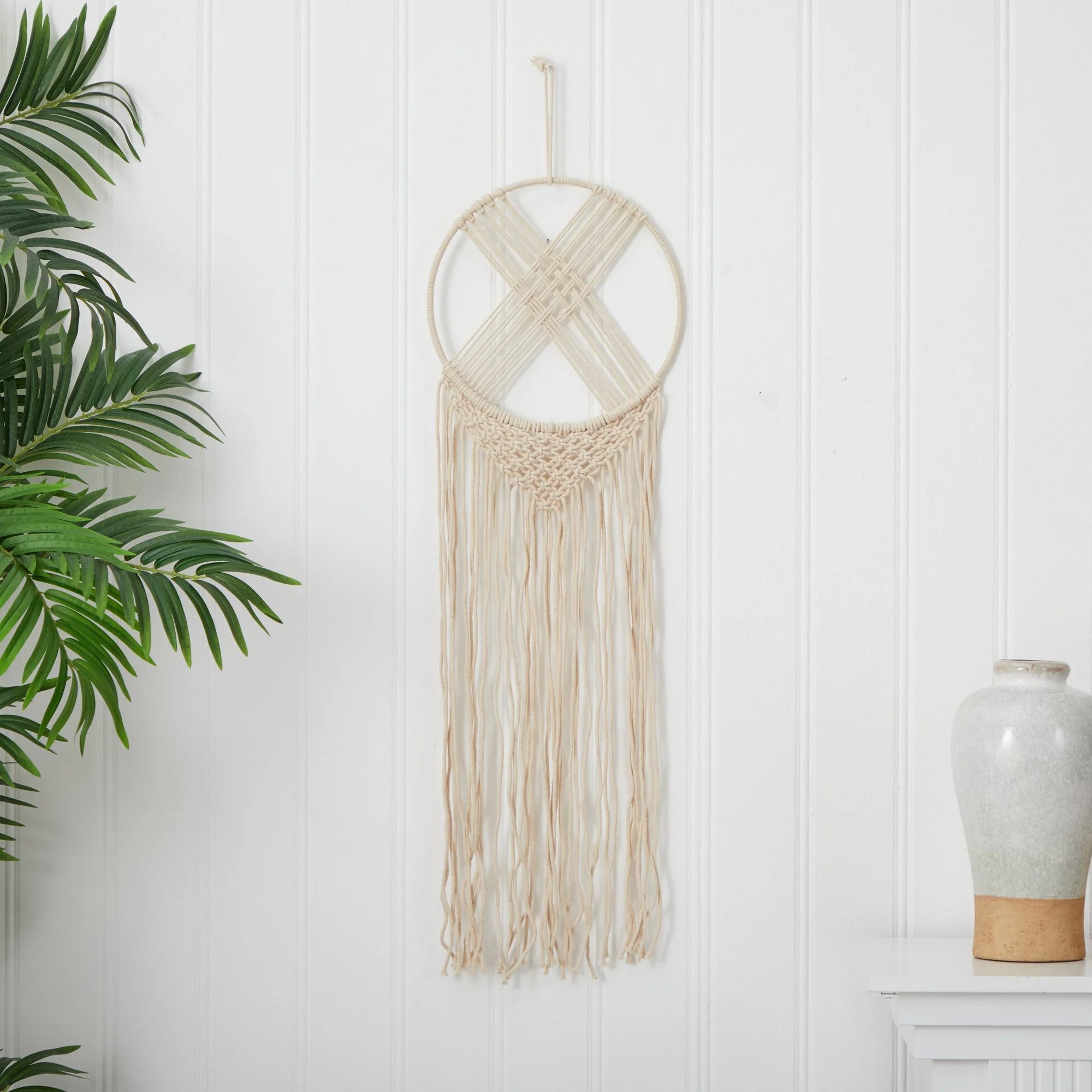 30” Boho Chic Woven Dreamcatcher Macrame Wall Art Décor - Image 3