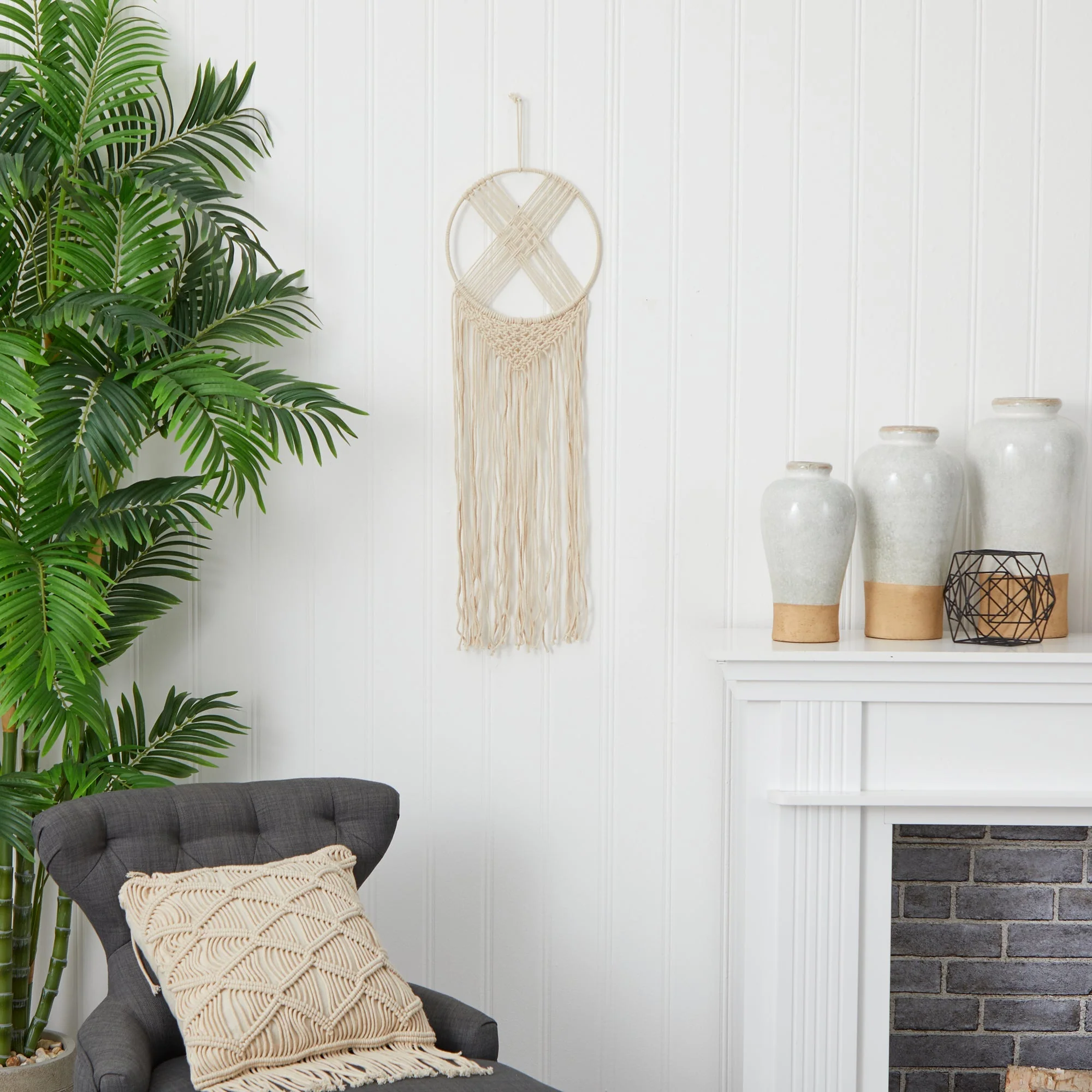 30” Boho Chic Woven Dreamcatcher Macrame Wall Art Décor - Image 4