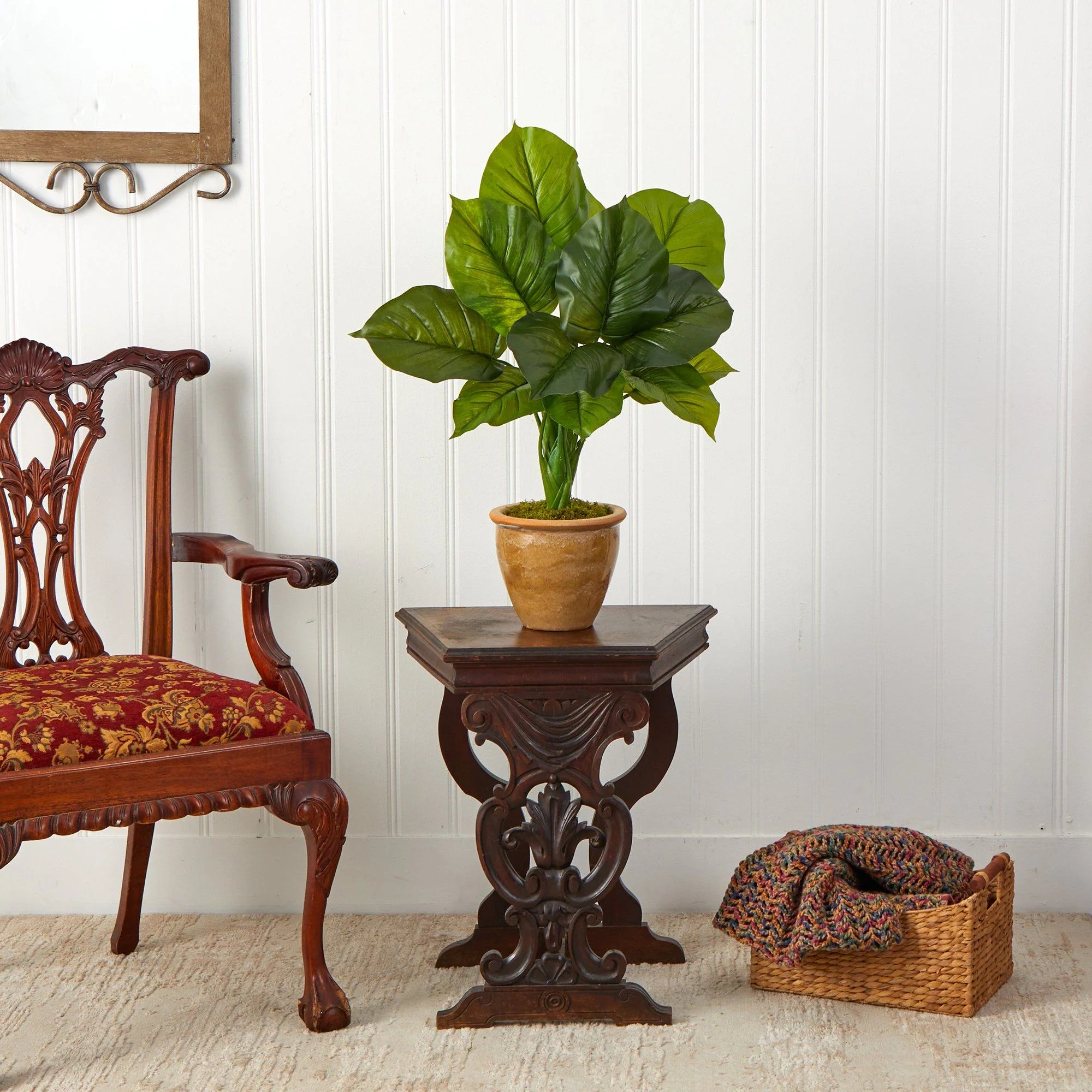 30” Large Philodendron Leaf Artificial Plant in Decorative Planter - Image 3