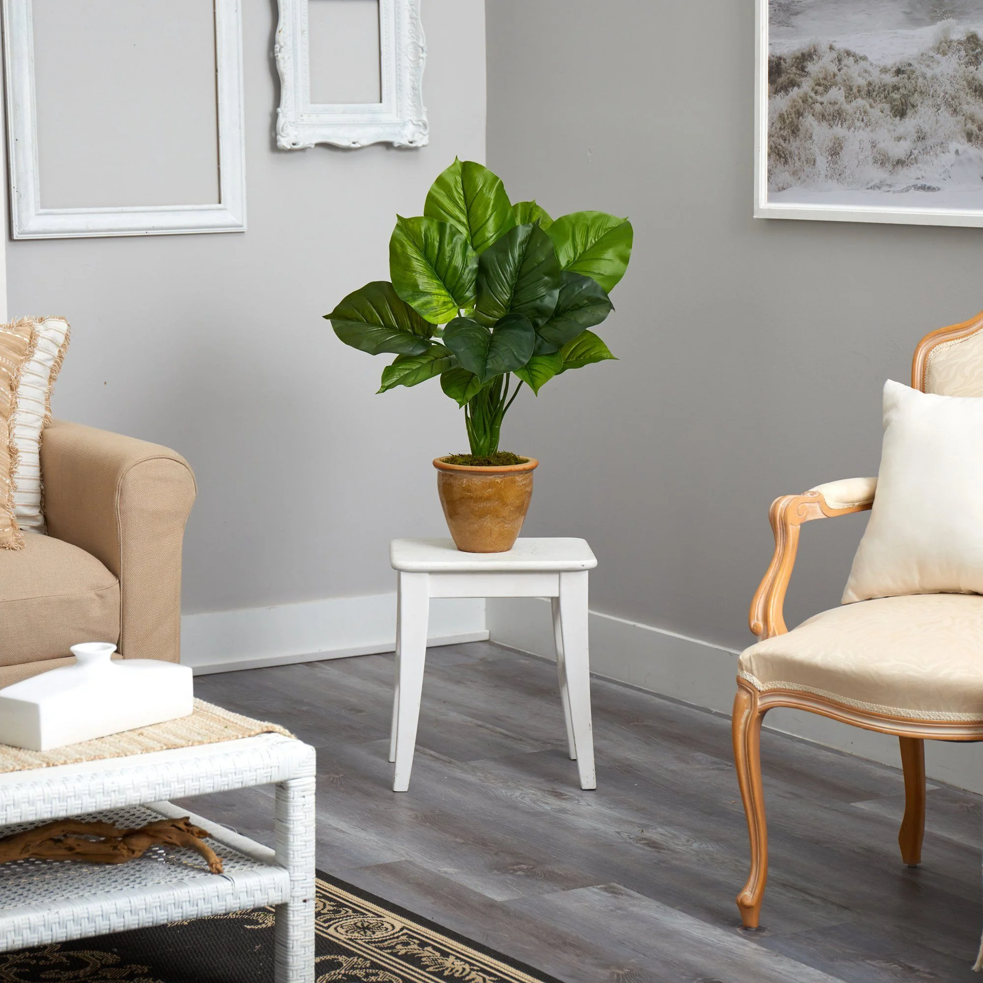 30” Large Philodendron Leaf Artificial Plant in Decorative Planter - Image 4