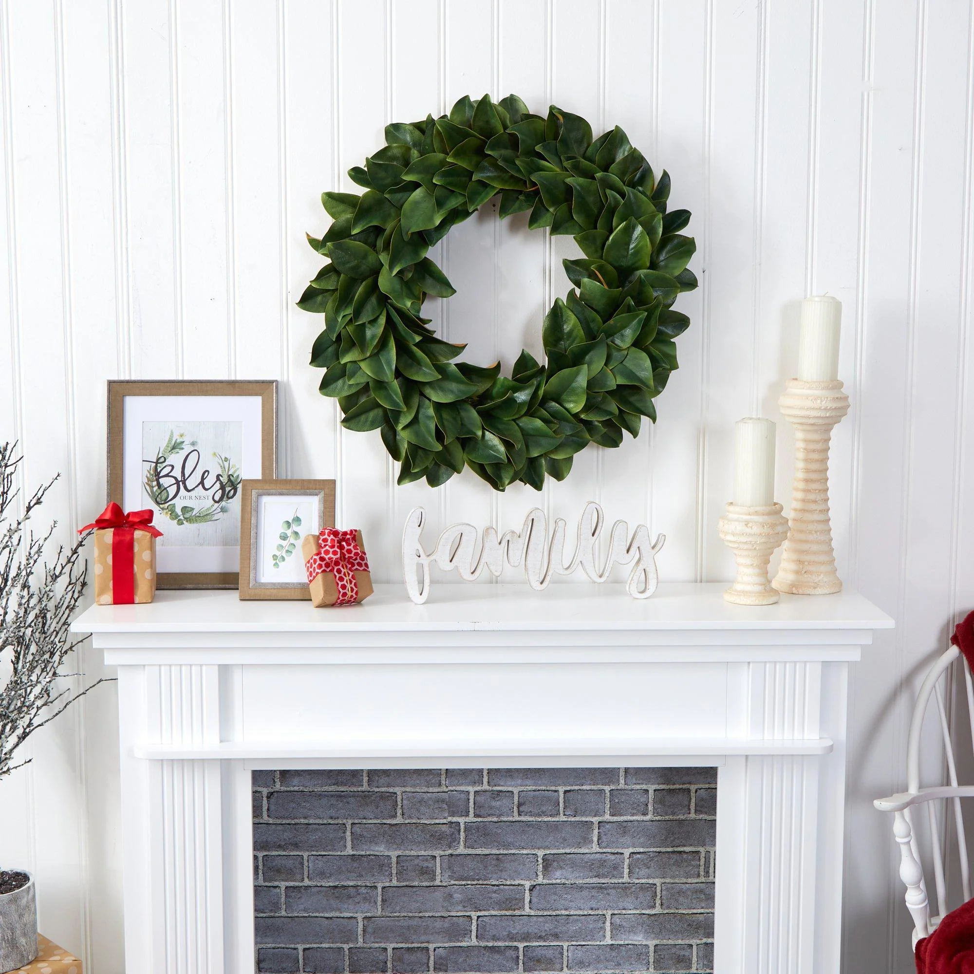 30” Magnolia Artificial Wreath - Image 2