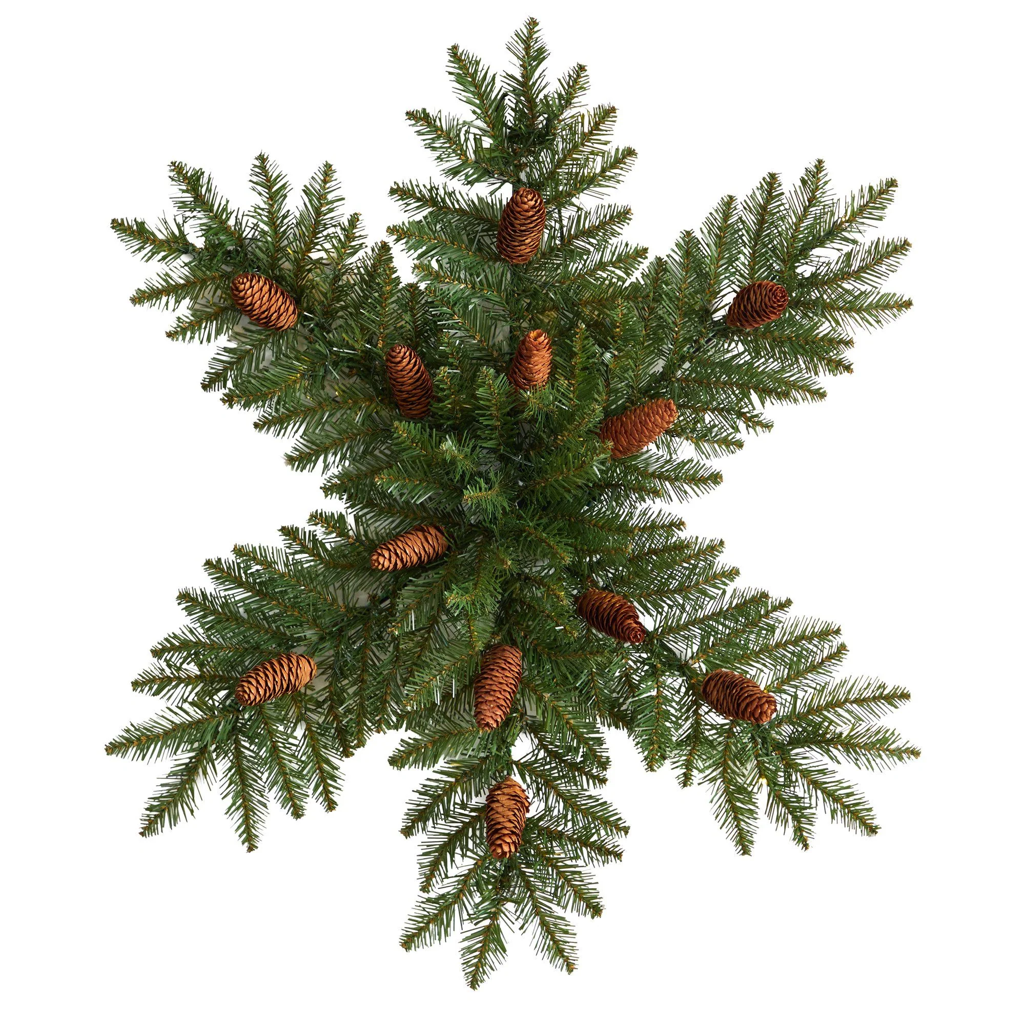 30” Pre-Lit Snowflake Artificial Dunhill Fir Wreath with Pinecones and 40 LED Lights - Image 5
