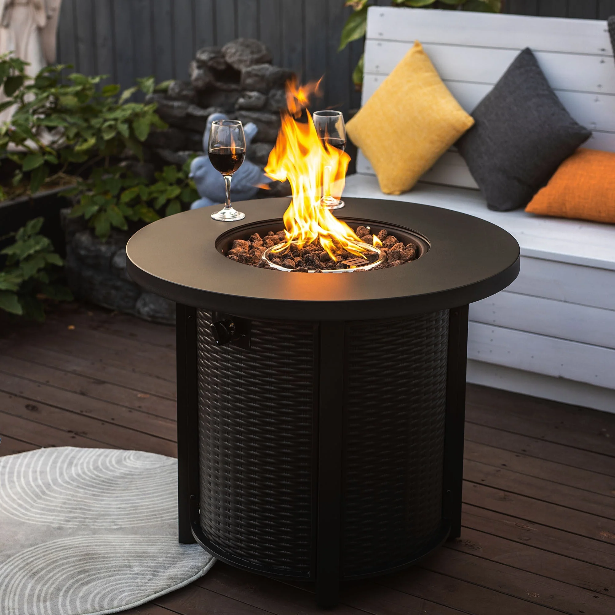30" Propane Gas Fire Pit Table, 50000 BTU Round Steel Fire Pit - Image 2