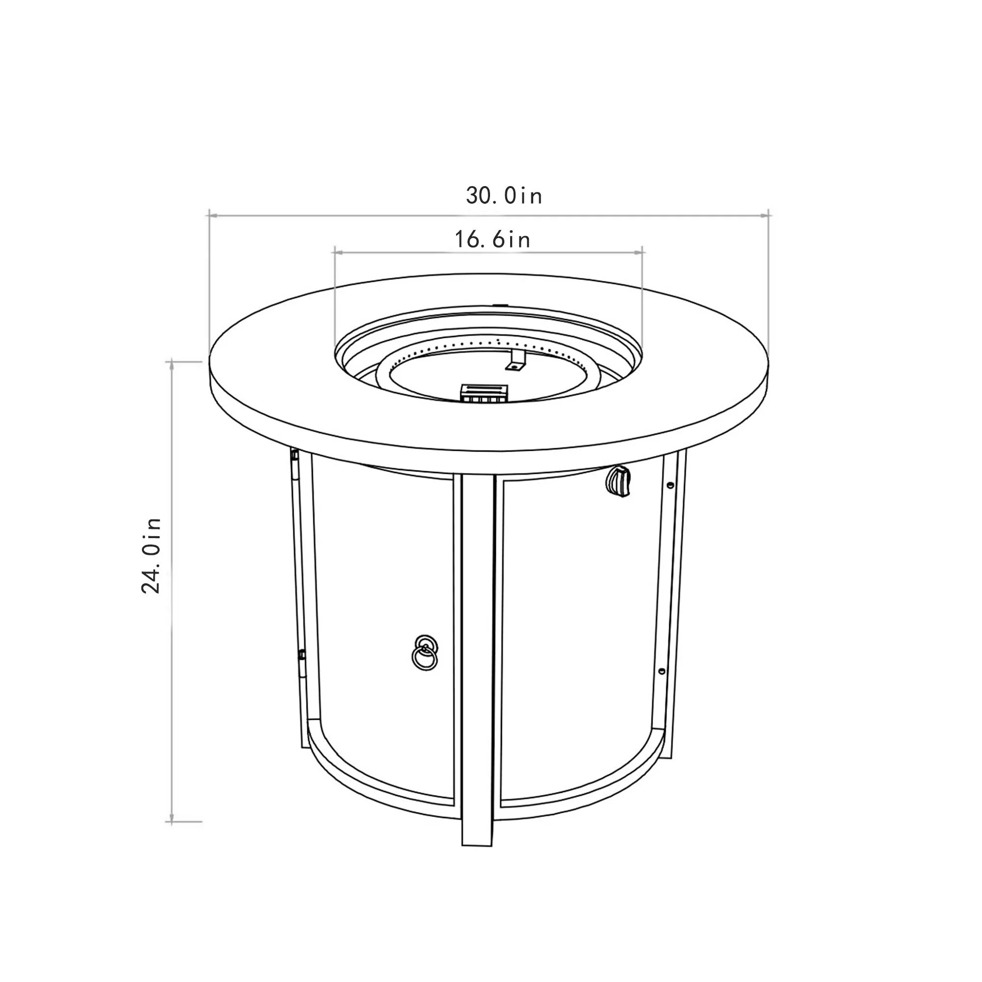 30" Propane Gas Fire Pit Table, 50000 BTU Round Steel Fire Pit - Image 3