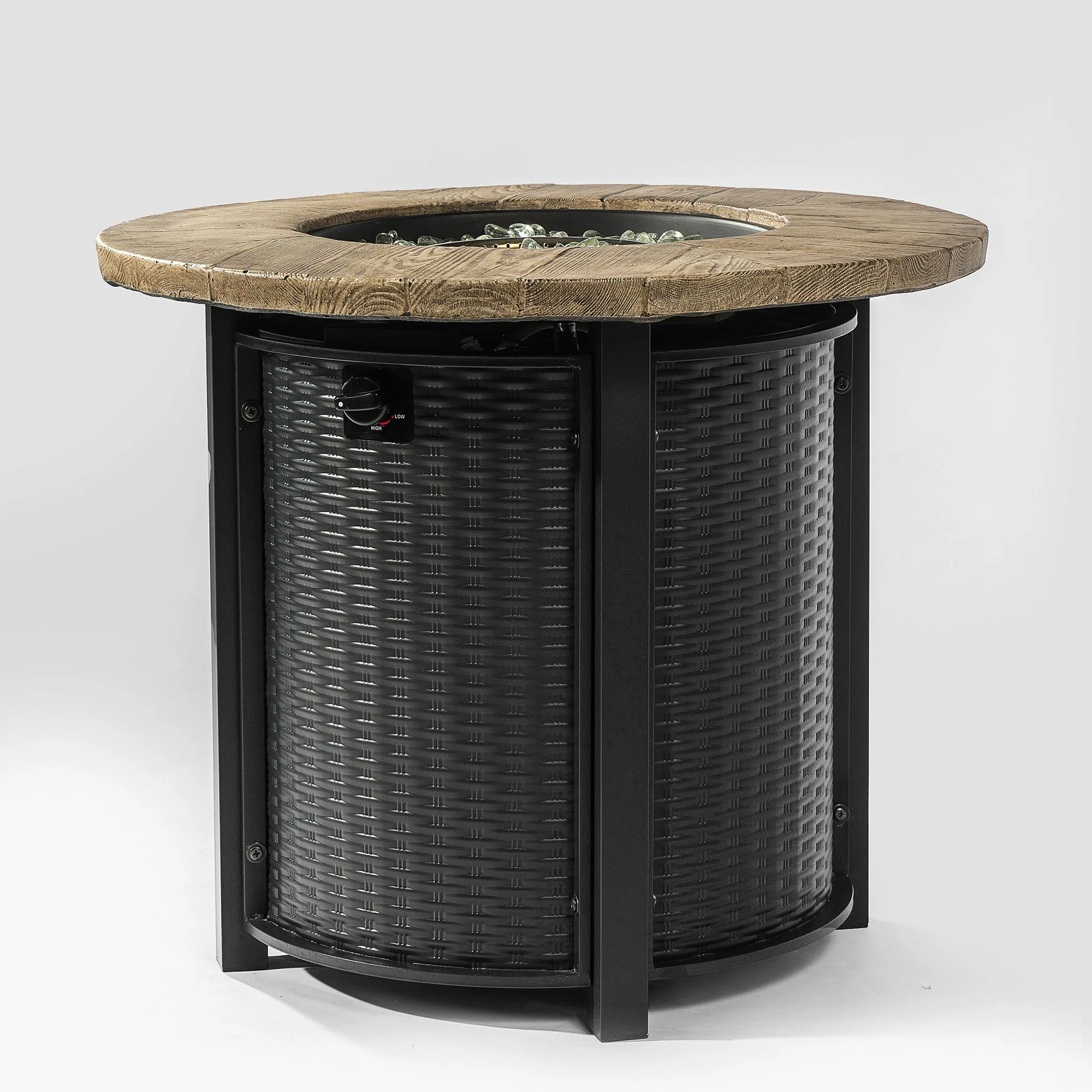 30' Propane Gas Fire Pit Table with Imitation Wood Grain Finish