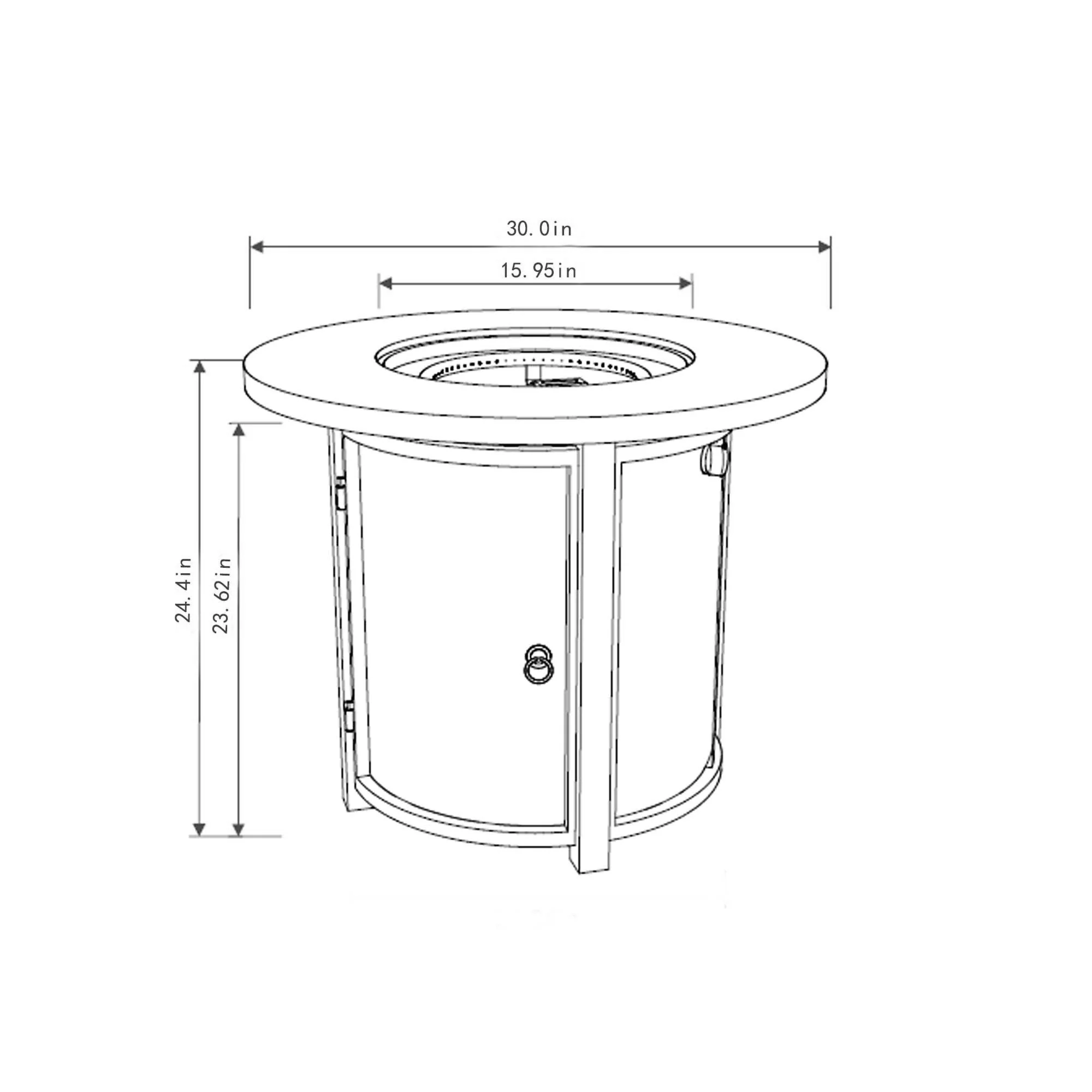 30' Propane Gas Fire Pit Table with Imitation Wood Grain Finish - Image 4