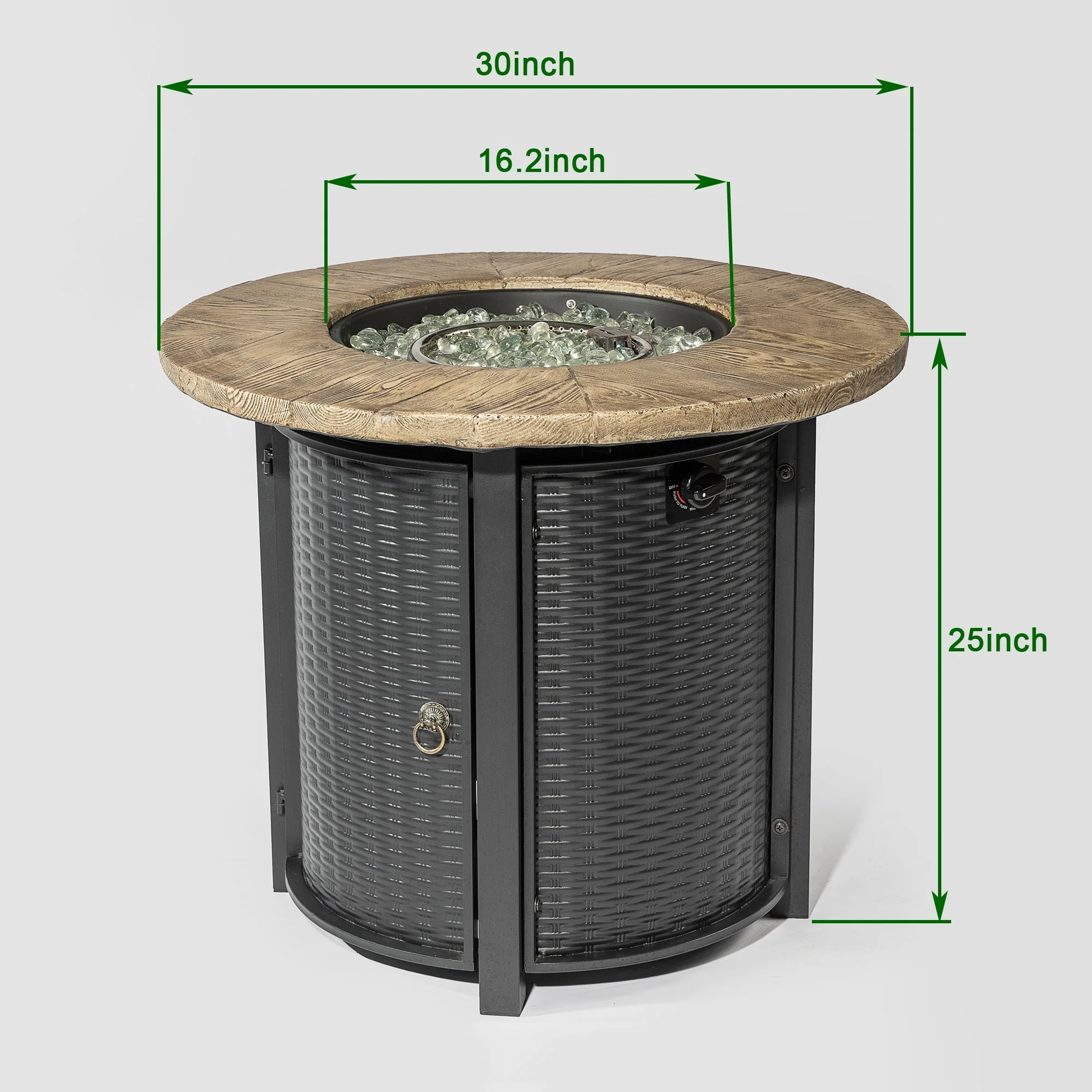 30' Propane Gas Fire Pit Table with Imitation Wood Grain Finish - Image 8