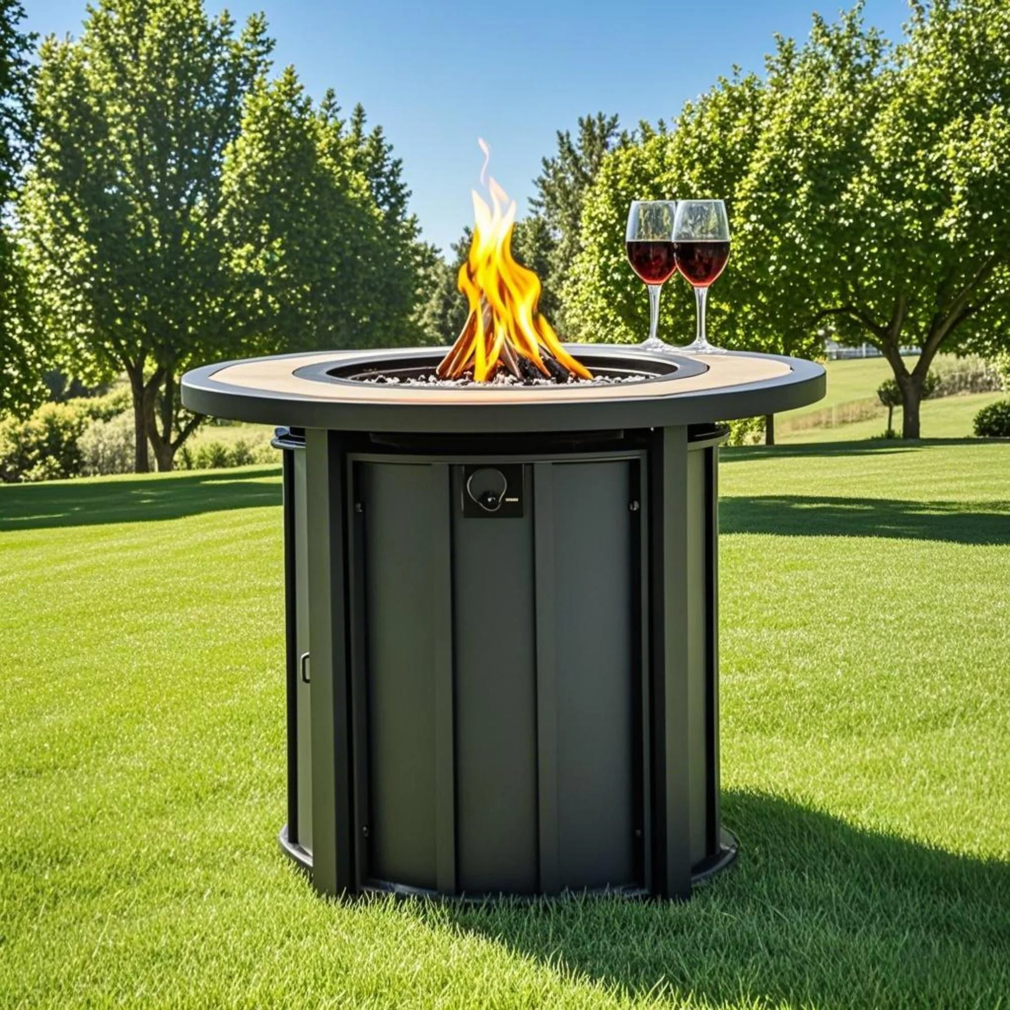 30" Propane Gas Fire Pit Table with Mosaic Ceramic Tabletop - Image 2