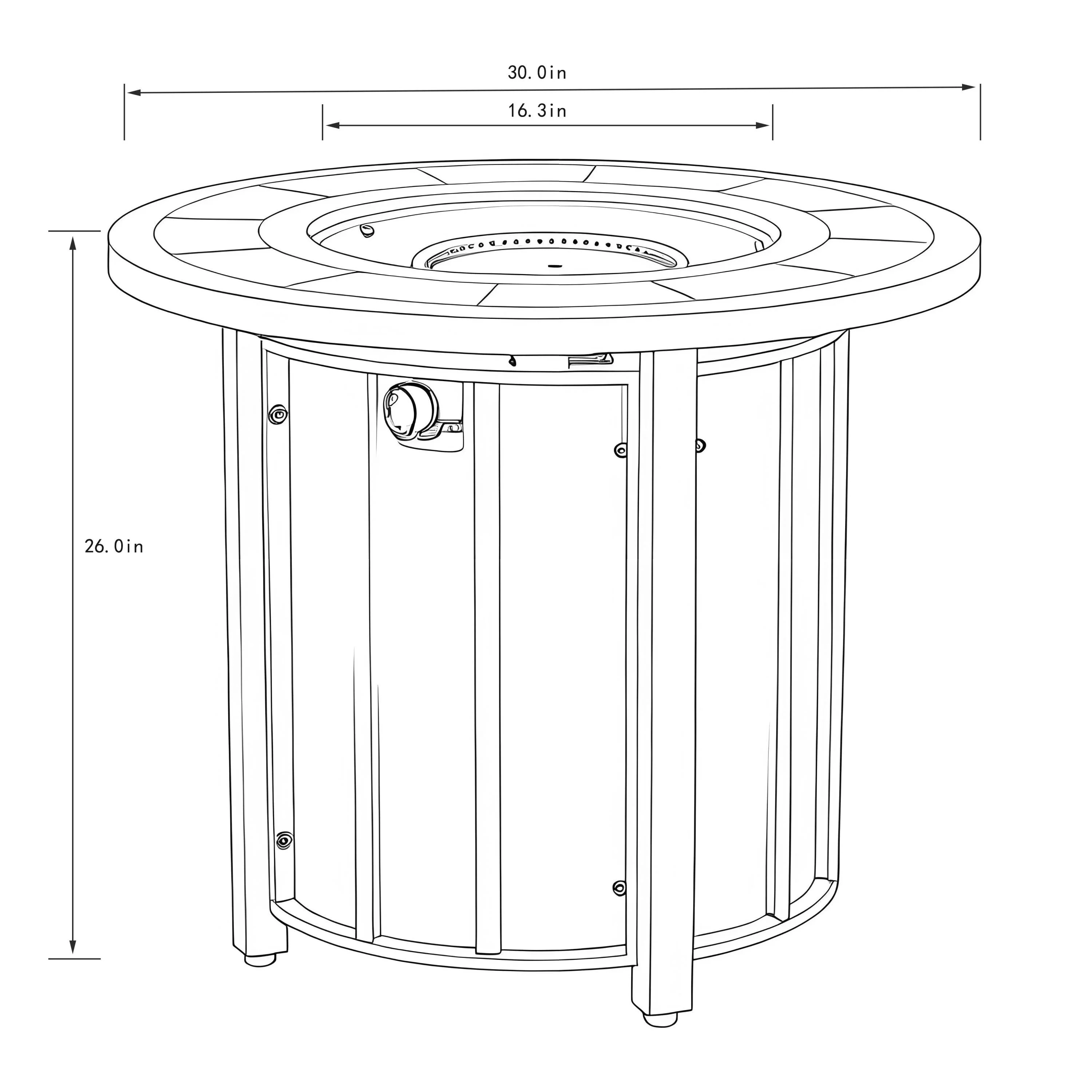 30" Propane Gas Fire Pit Table with Mosaic Ceramic Tabletop - Image 8