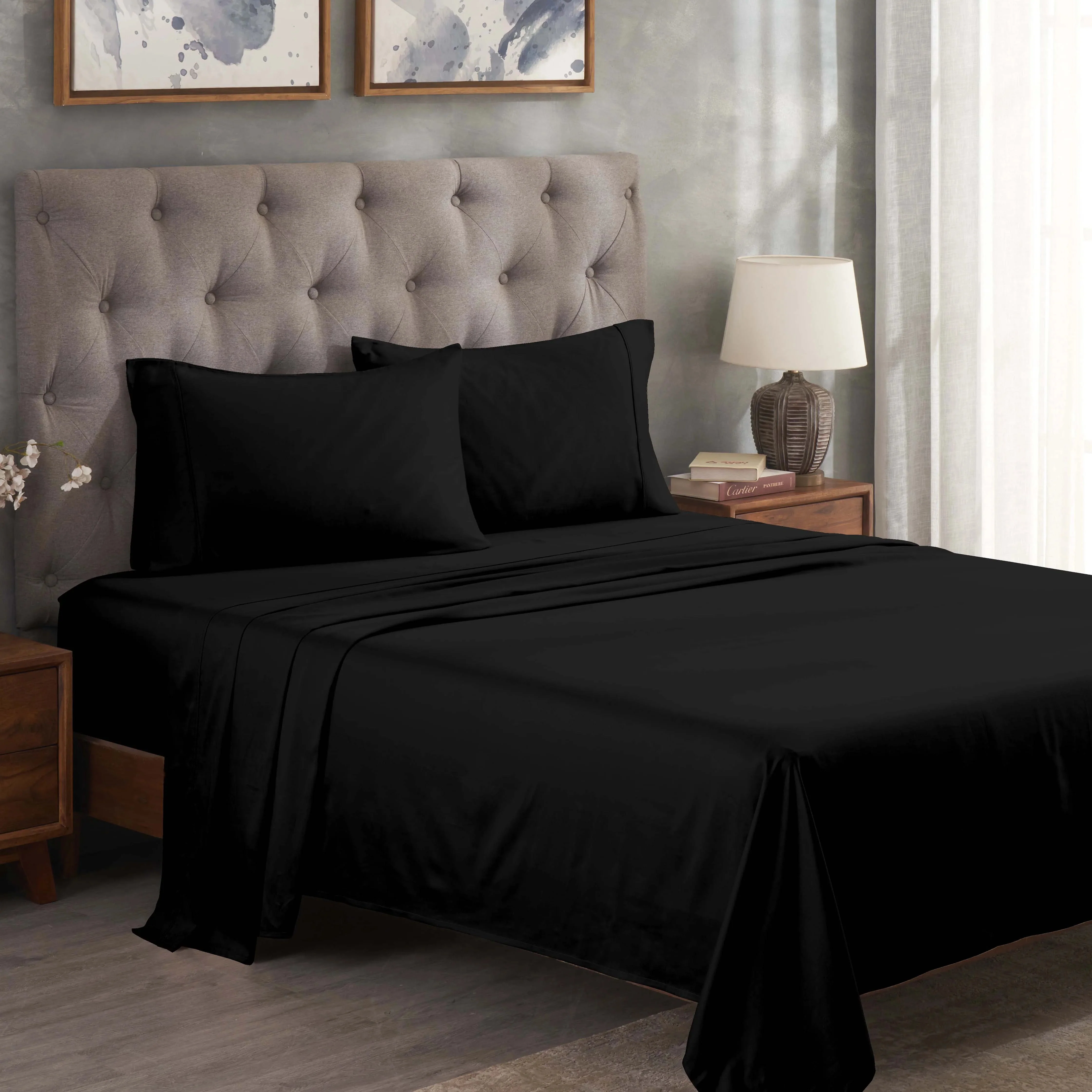 300 Thread Count Egyptian Cotton Sateen Bed Sheet Set - Image 19