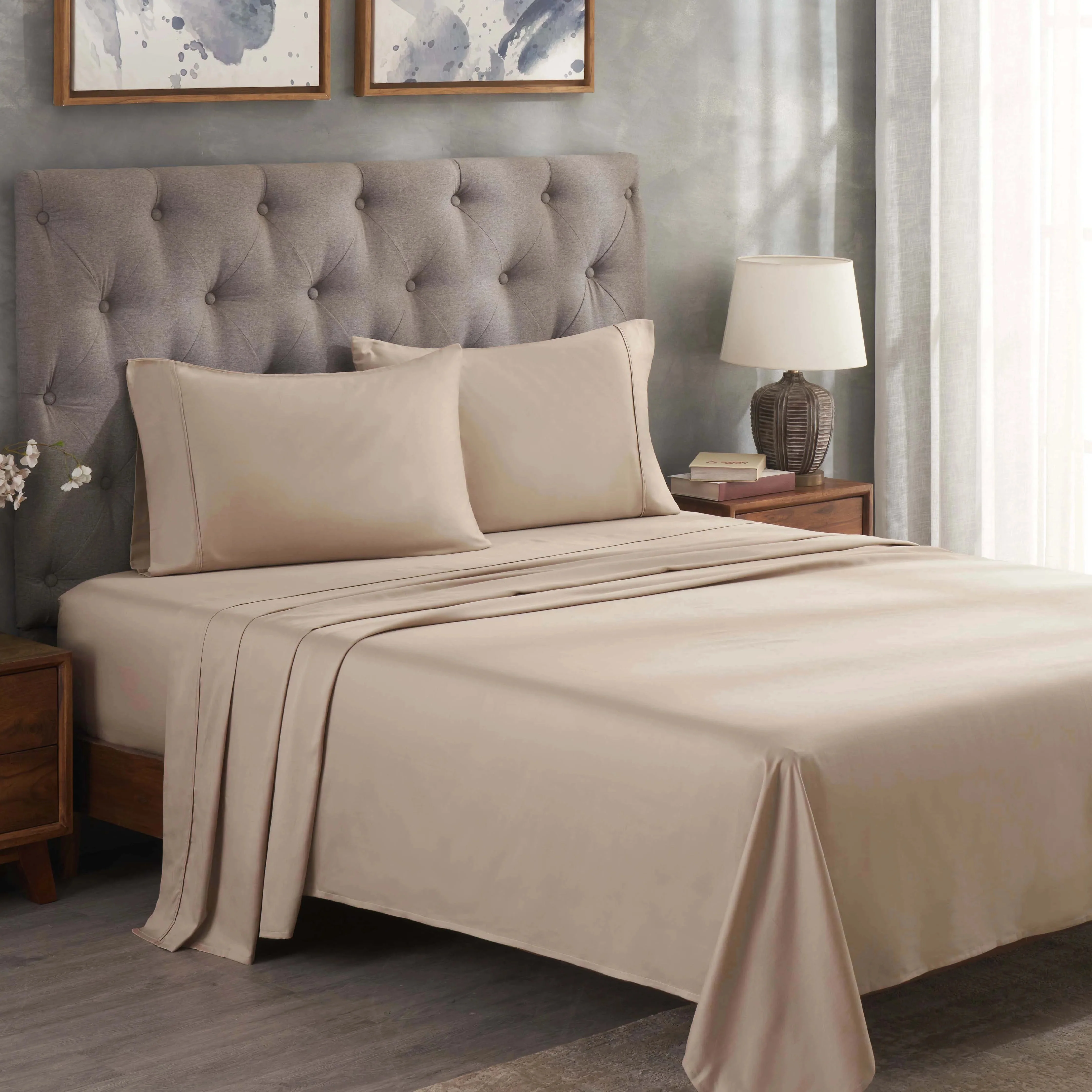 300 Thread Count Egyptian Cotton Sateen Bed Sheet Set - Image 2
