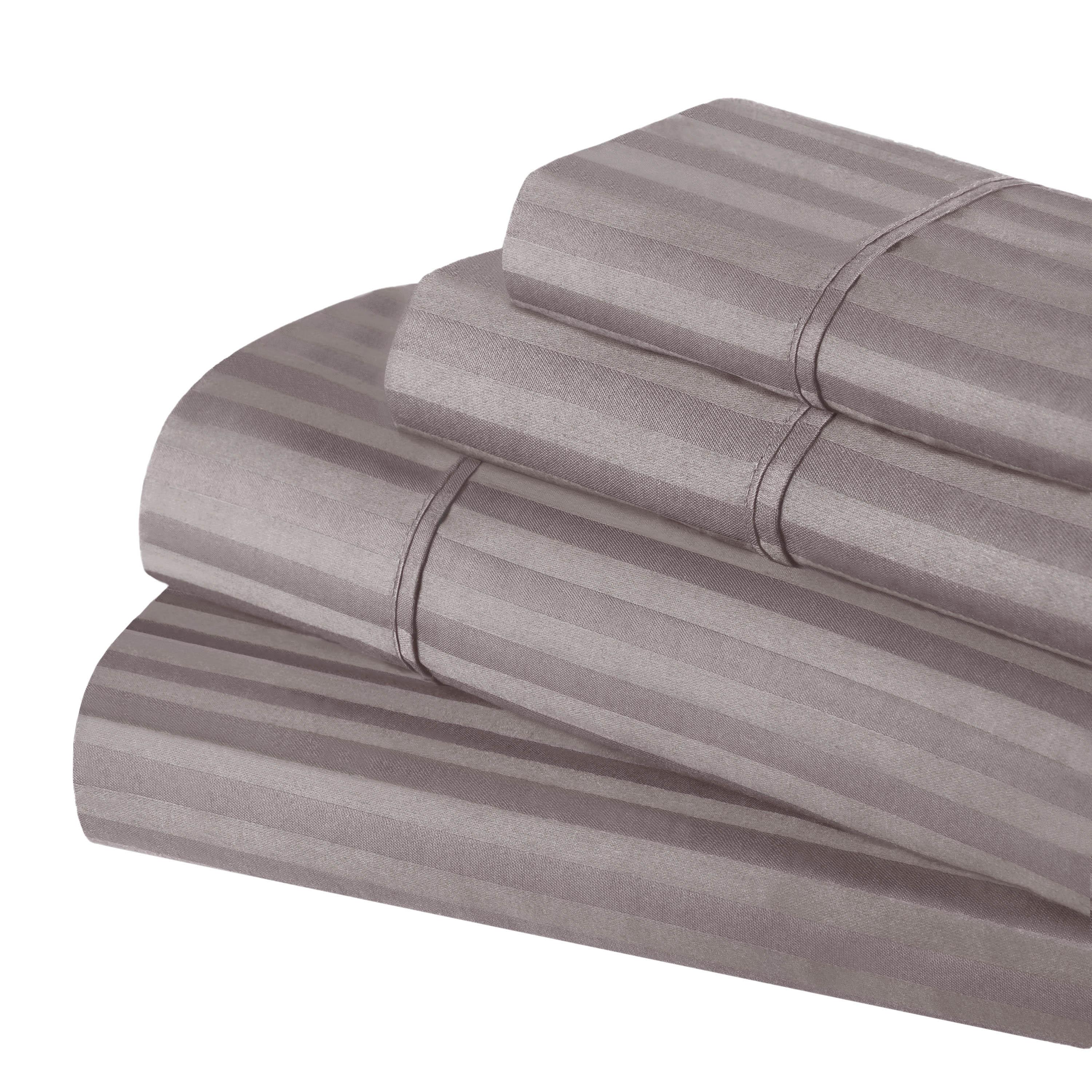300 Thread Count Egyptian Cotton Sateen Stripe Bed Sheet Set - Image 12