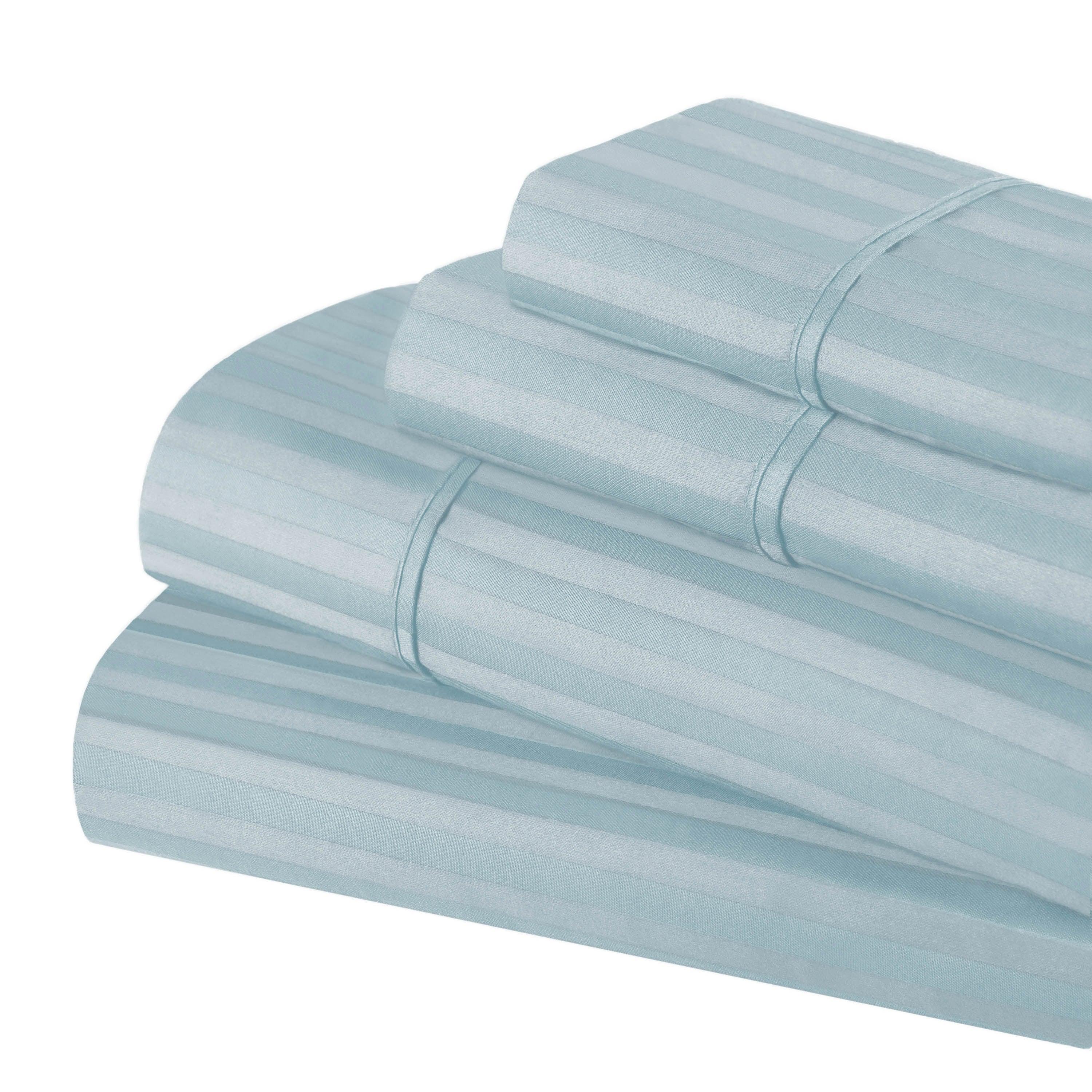 300 Thread Count Egyptian Cotton Sateen Stripe Bed Sheet Set - Image 13