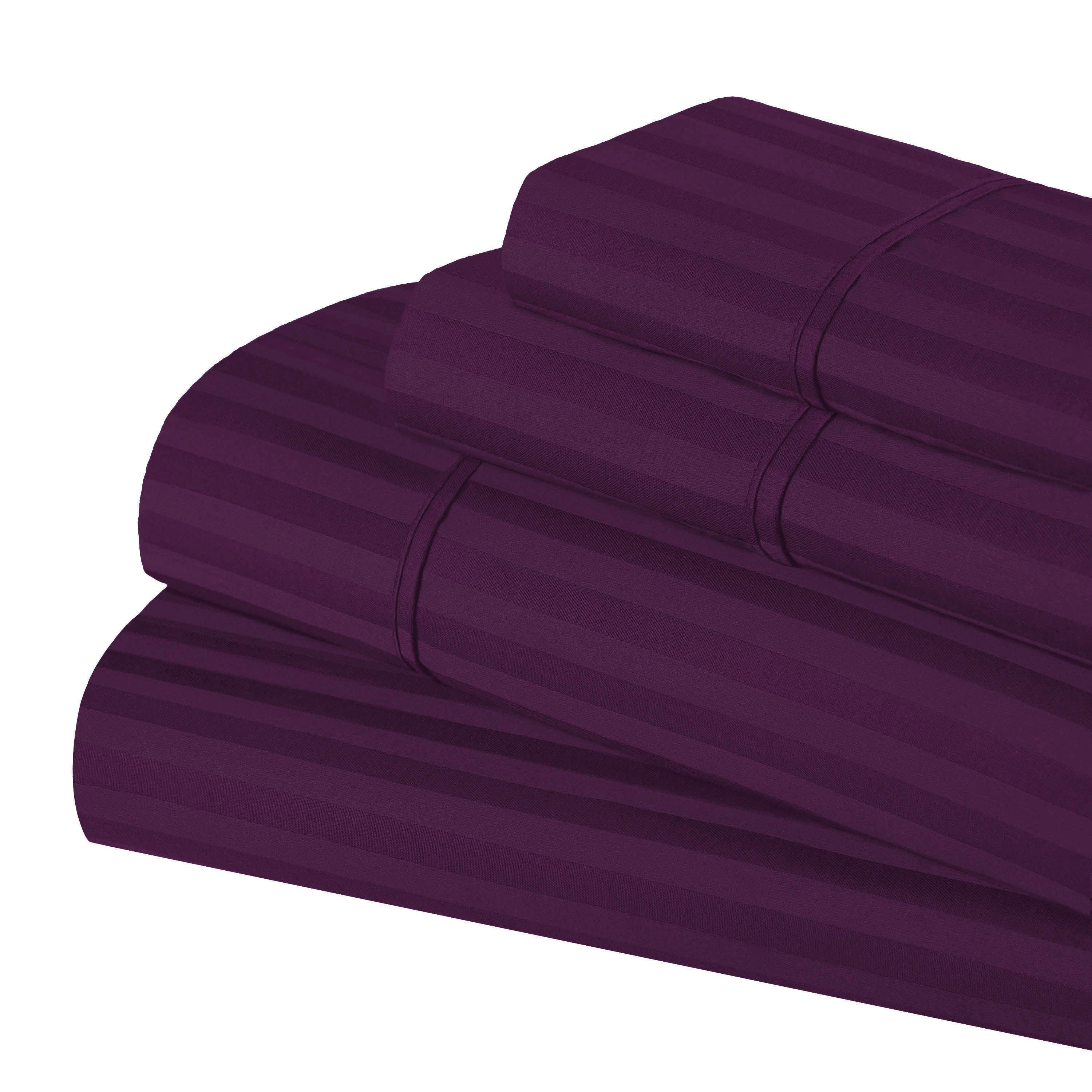 300 Thread Count Egyptian Cotton Sateen Stripe Bed Sheet Set - Image 19